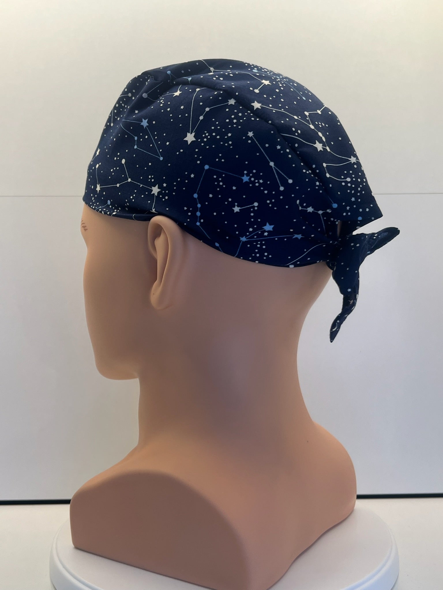 Navy Constellations Cotton Fabric tie-back theatre scrub cap / hat