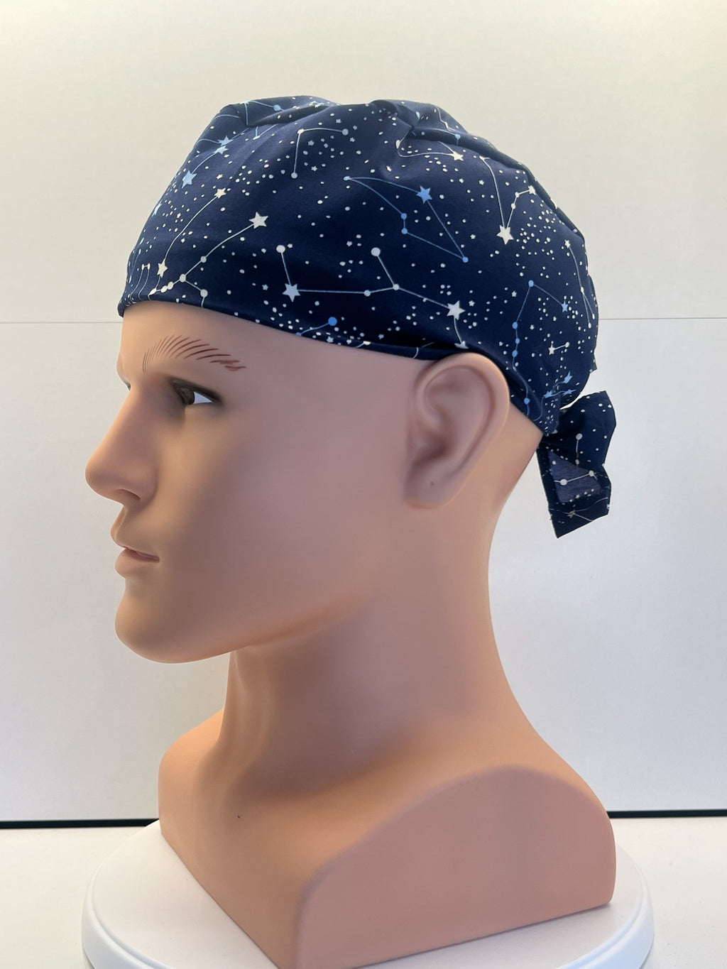 Navy Constellations Cotton Fabric tie-back theatre scrub cap / hat