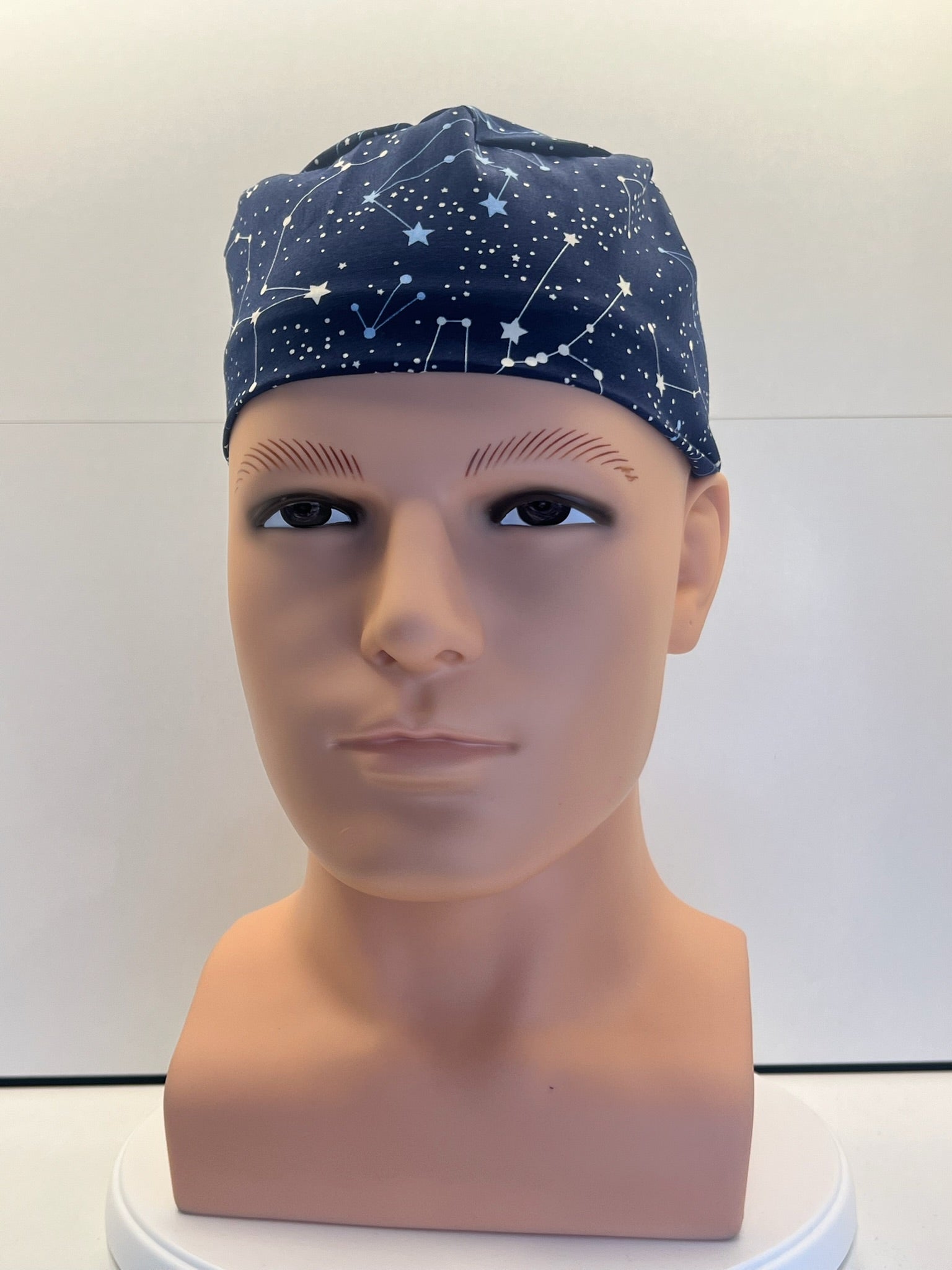 Navy Constellations Cotton Fabric tie-back theatre scrub cap / hat