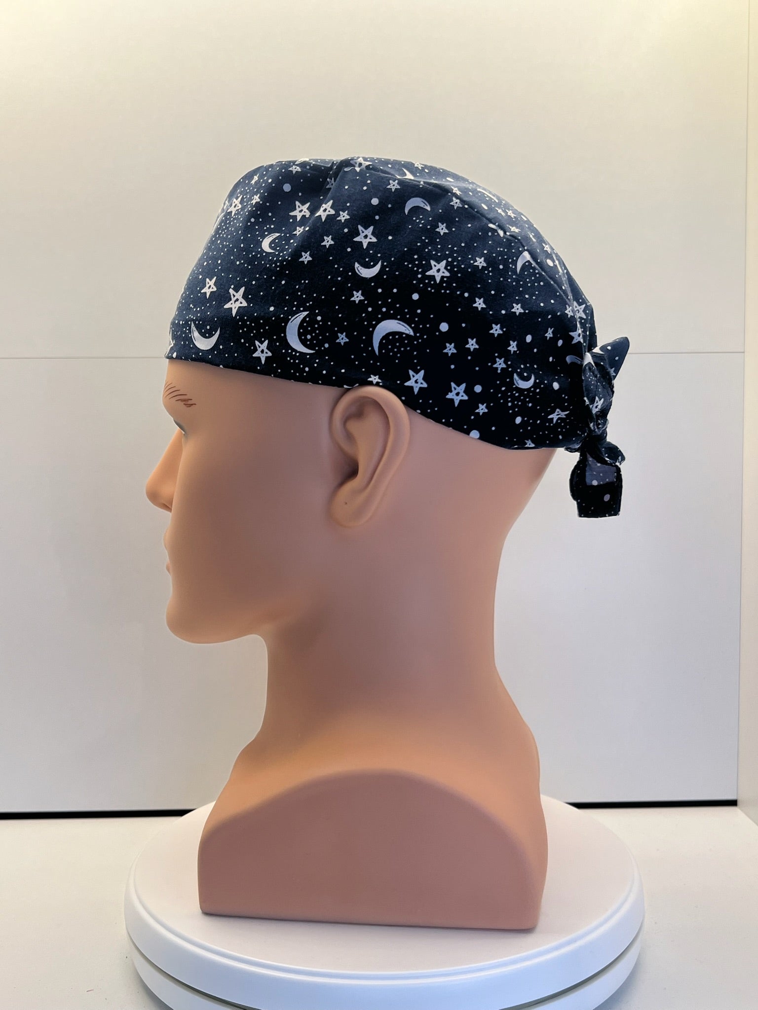 Moonlit Skies Fabric tie-back theatre scrub cap / hat.  UK Handmade
