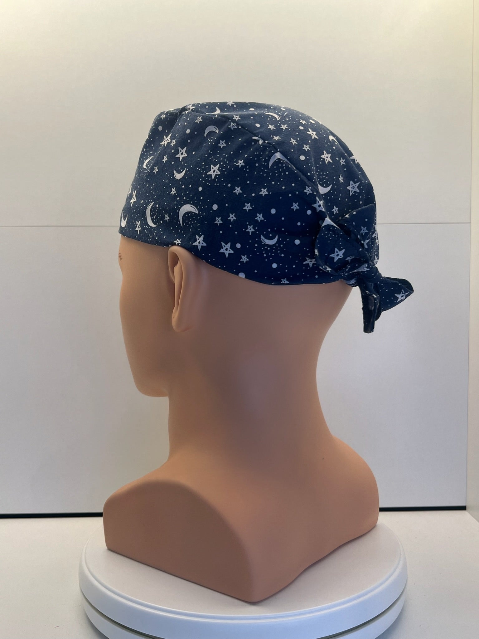 Moonlit Skies Fabric tie-back theatre scrub cap / hat.  UK Handmade