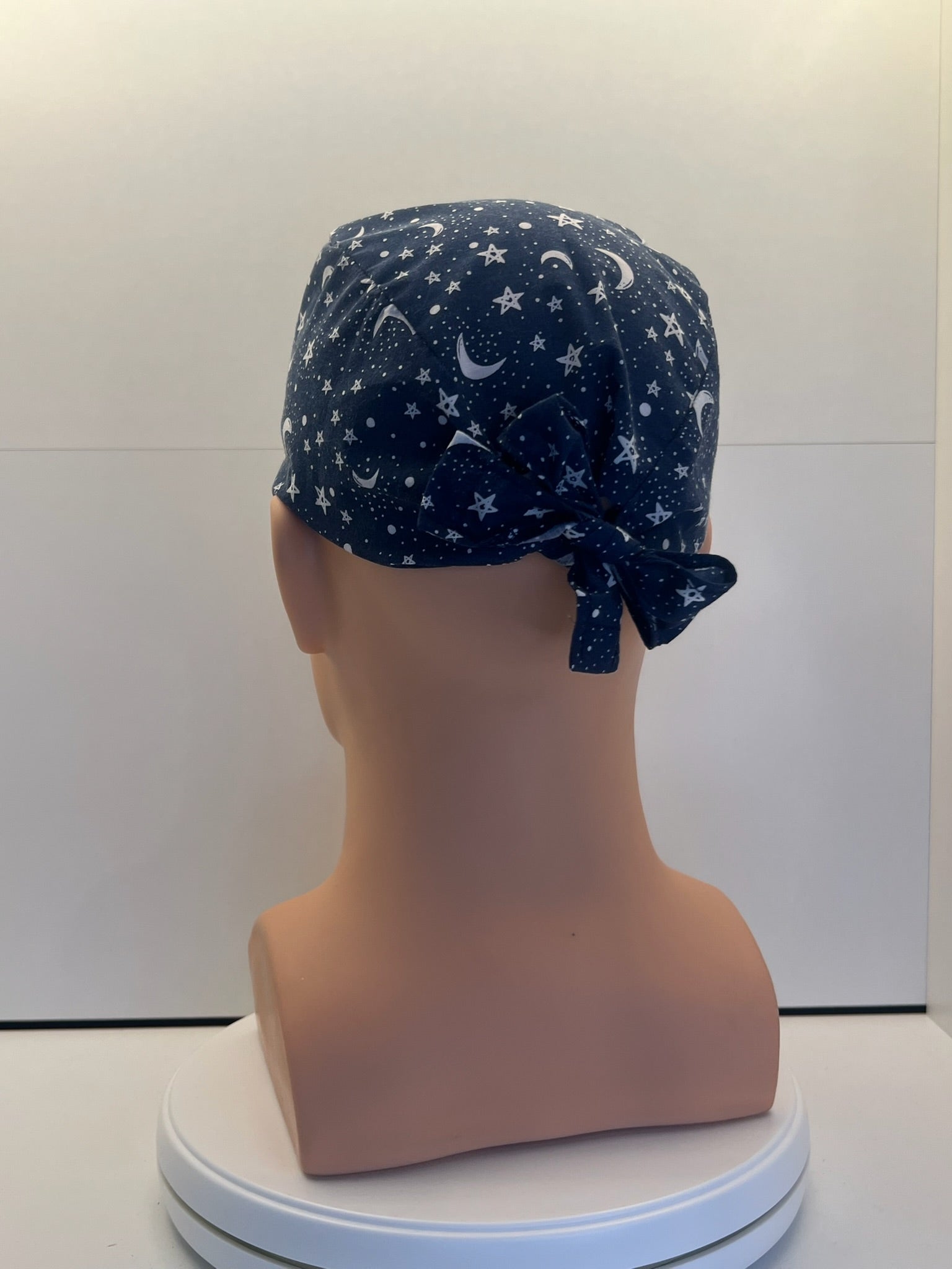 Moonlit Skies Fabric tie-back theatre scrub cap / hat.  UK Handmade