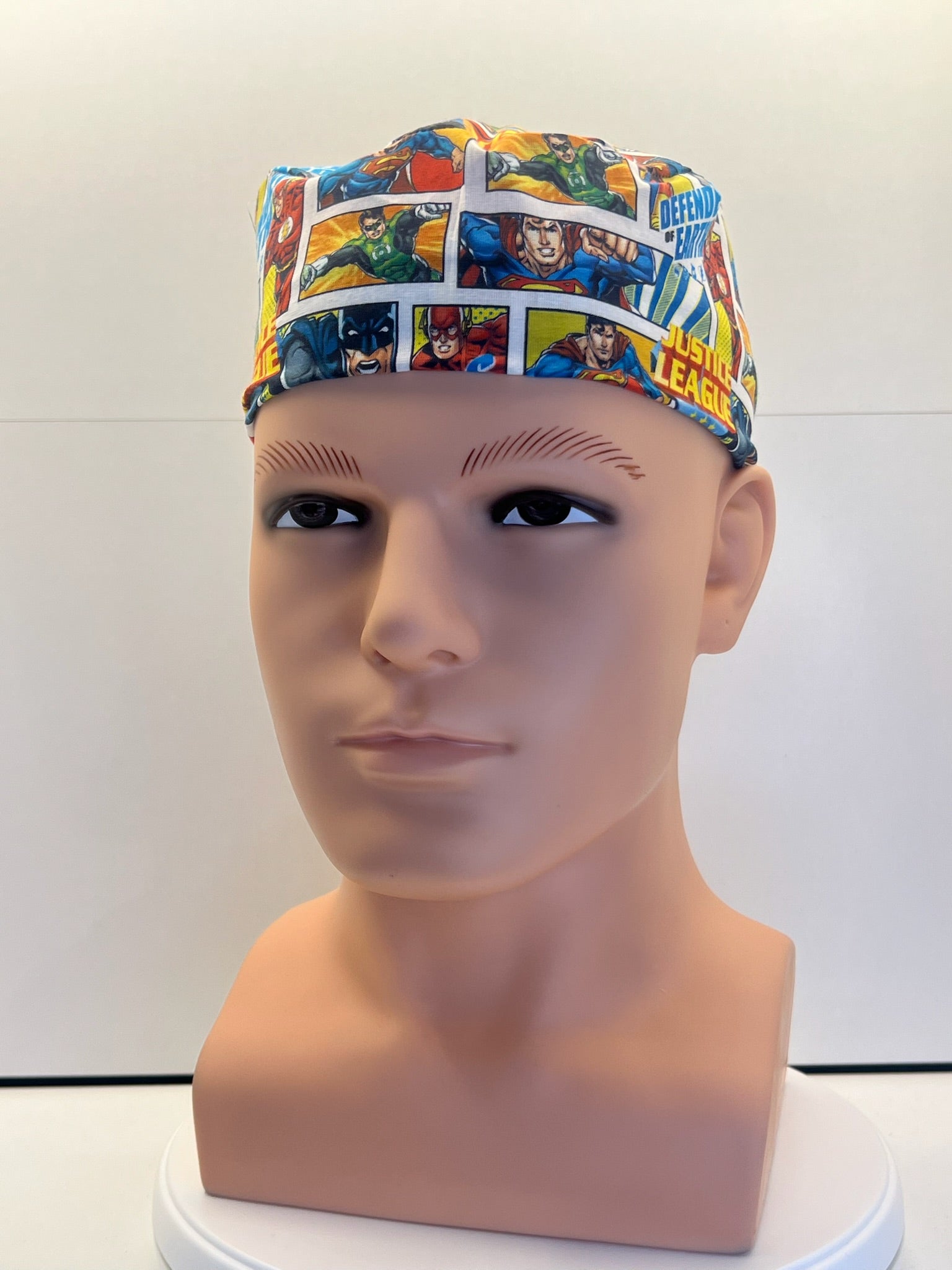 Justice League Cotton Fabric Tie-Back Theatre Scrub Cap / Hat