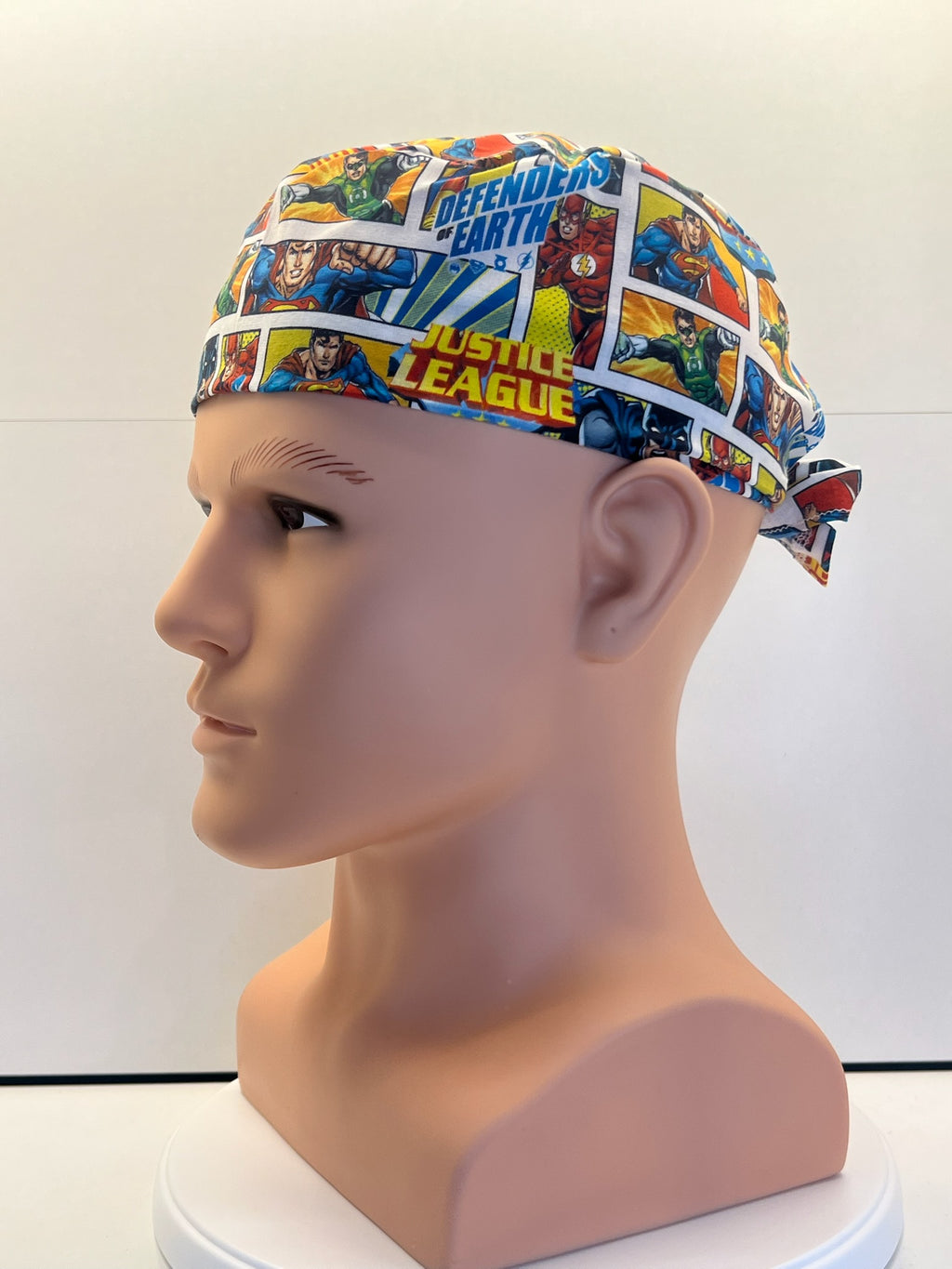 Justice League Cotton Fabric Tie-Back Theatre Scrub Cap / Hat