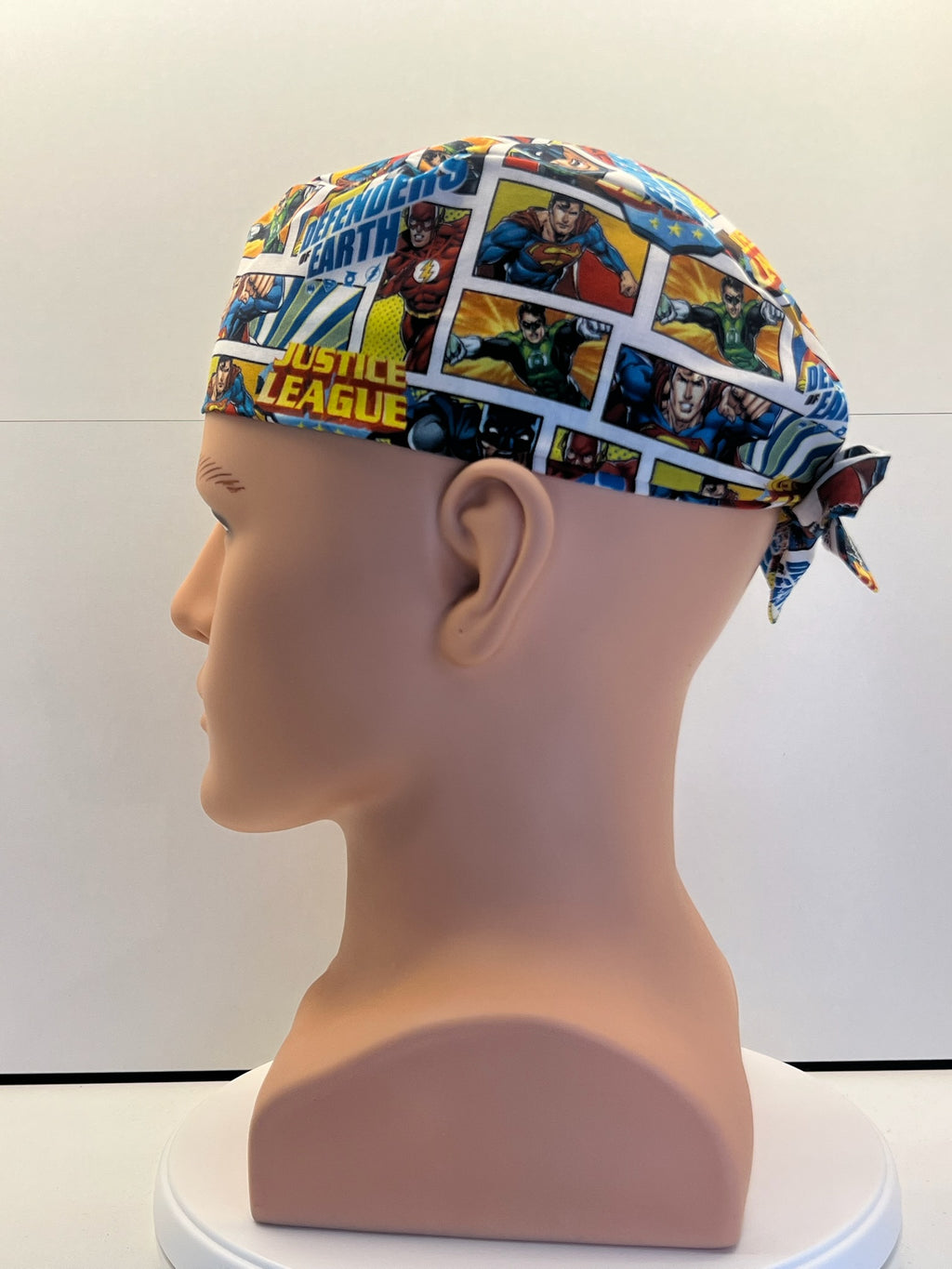 Justice League Cotton Fabric Tie-Back Theatre Scrub Cap / Hat