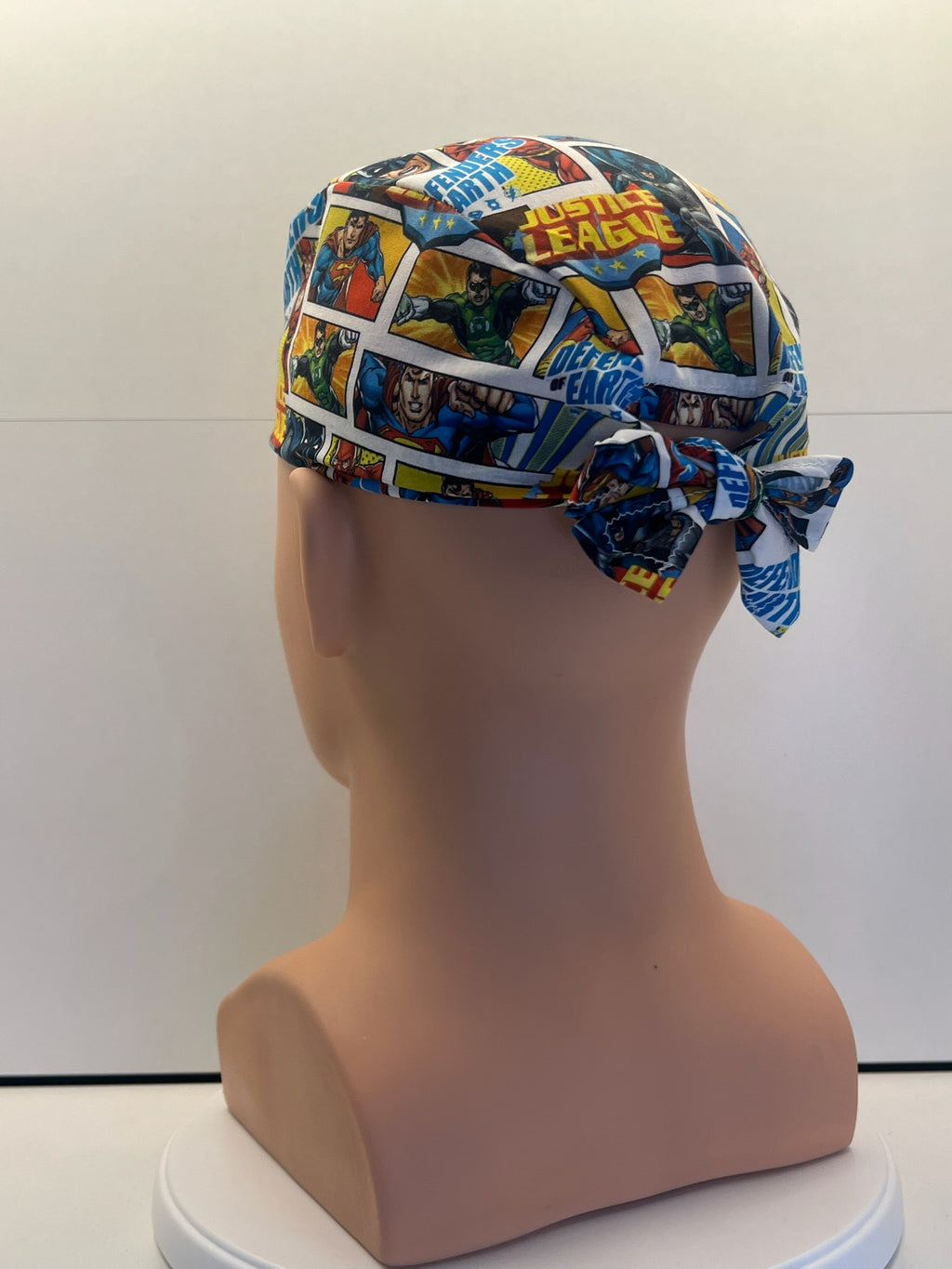 Justice League Cotton Fabric Tie-Back Theatre Scrub Cap / Hat