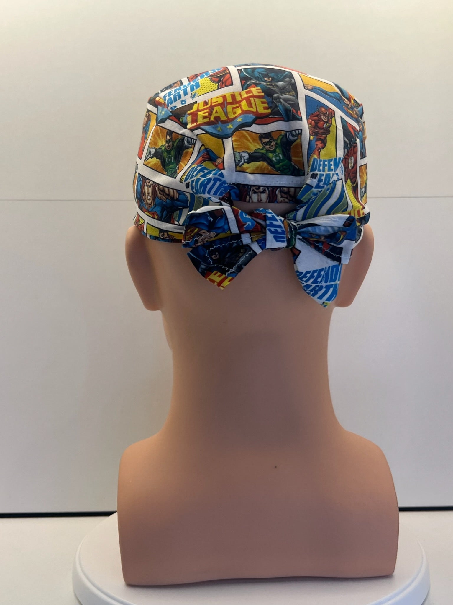 Justice League Cotton Fabric Tie-Back Theatre Scrub Cap / Hat