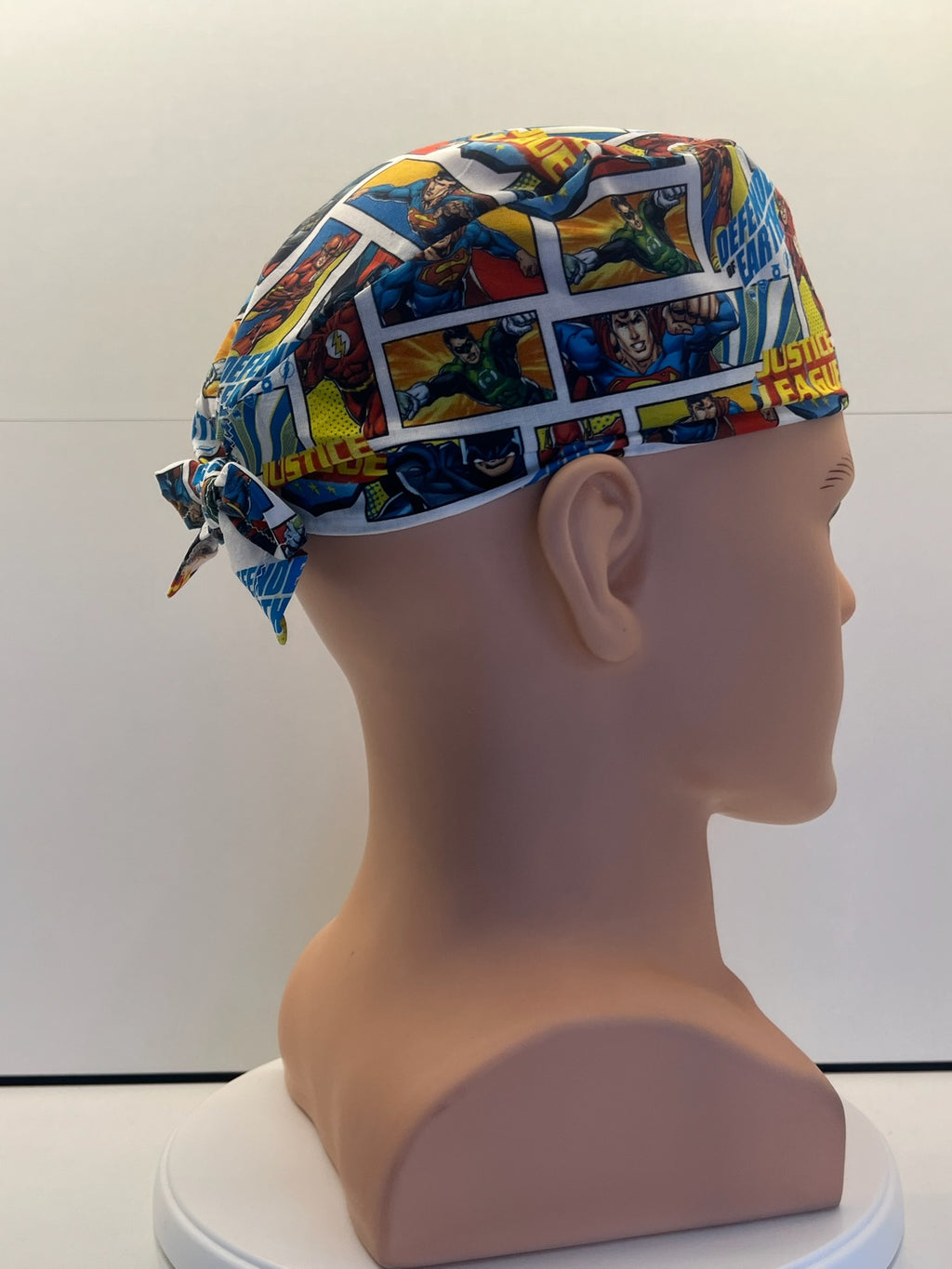 Justice League Cotton Fabric Tie-Back Theatre Scrub Cap / Hat