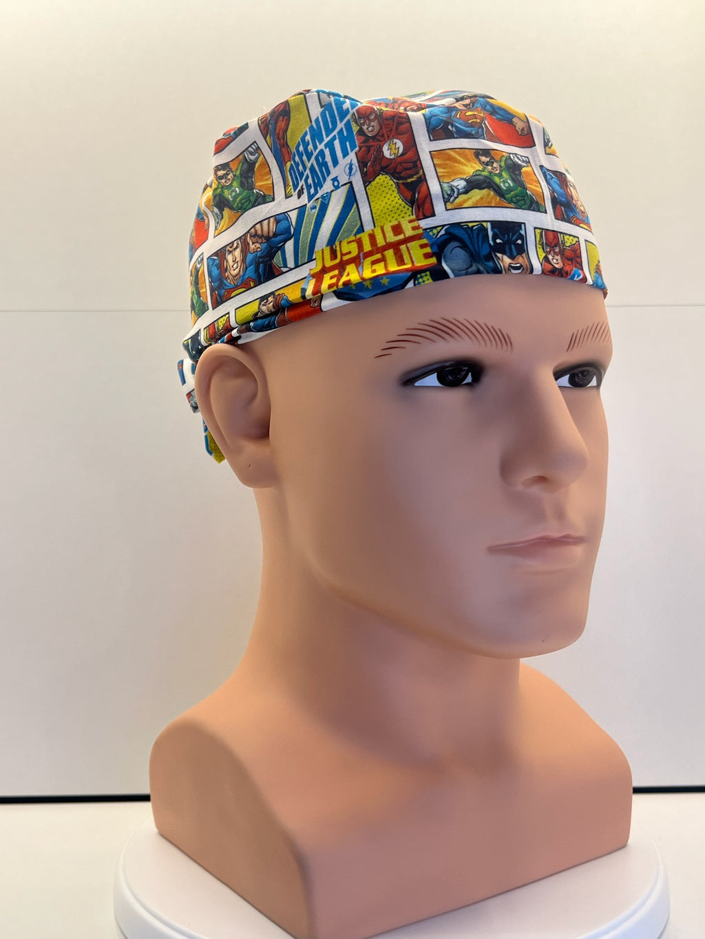 Justice League Cotton Fabric Tie-Back Theatre Scrub Cap / Hat