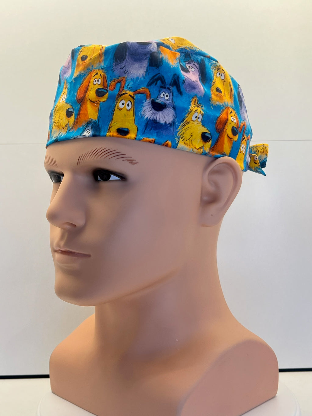 Scruffy Dogs Cotton Fabric tie-back theatre scrub cap / hat
