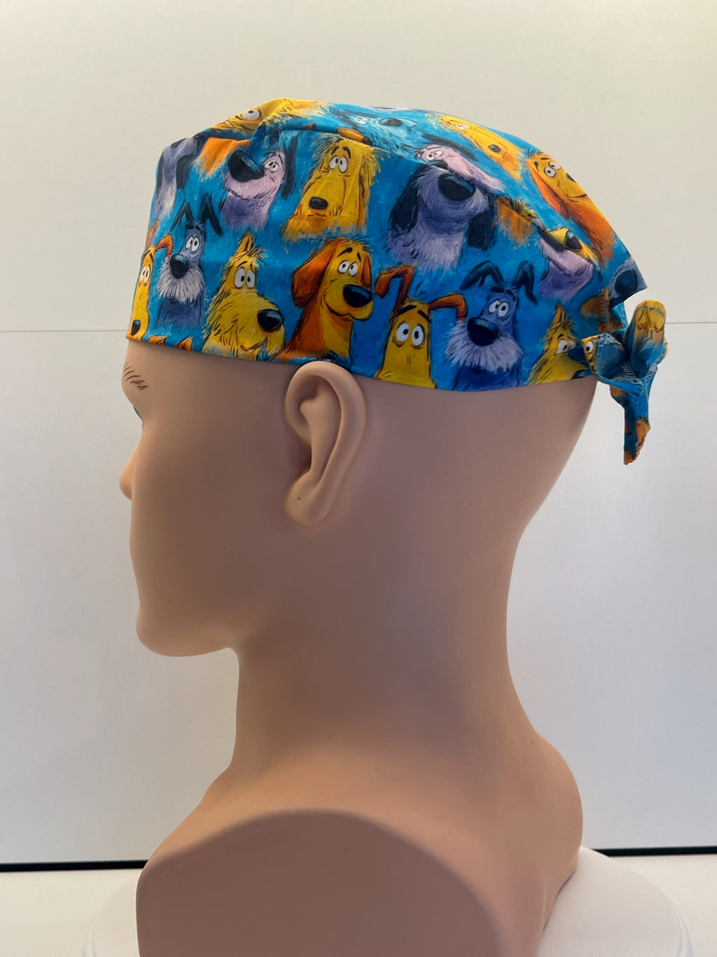 Scruffy Dogs Cotton Fabric tie-back theatre scrub cap / hat