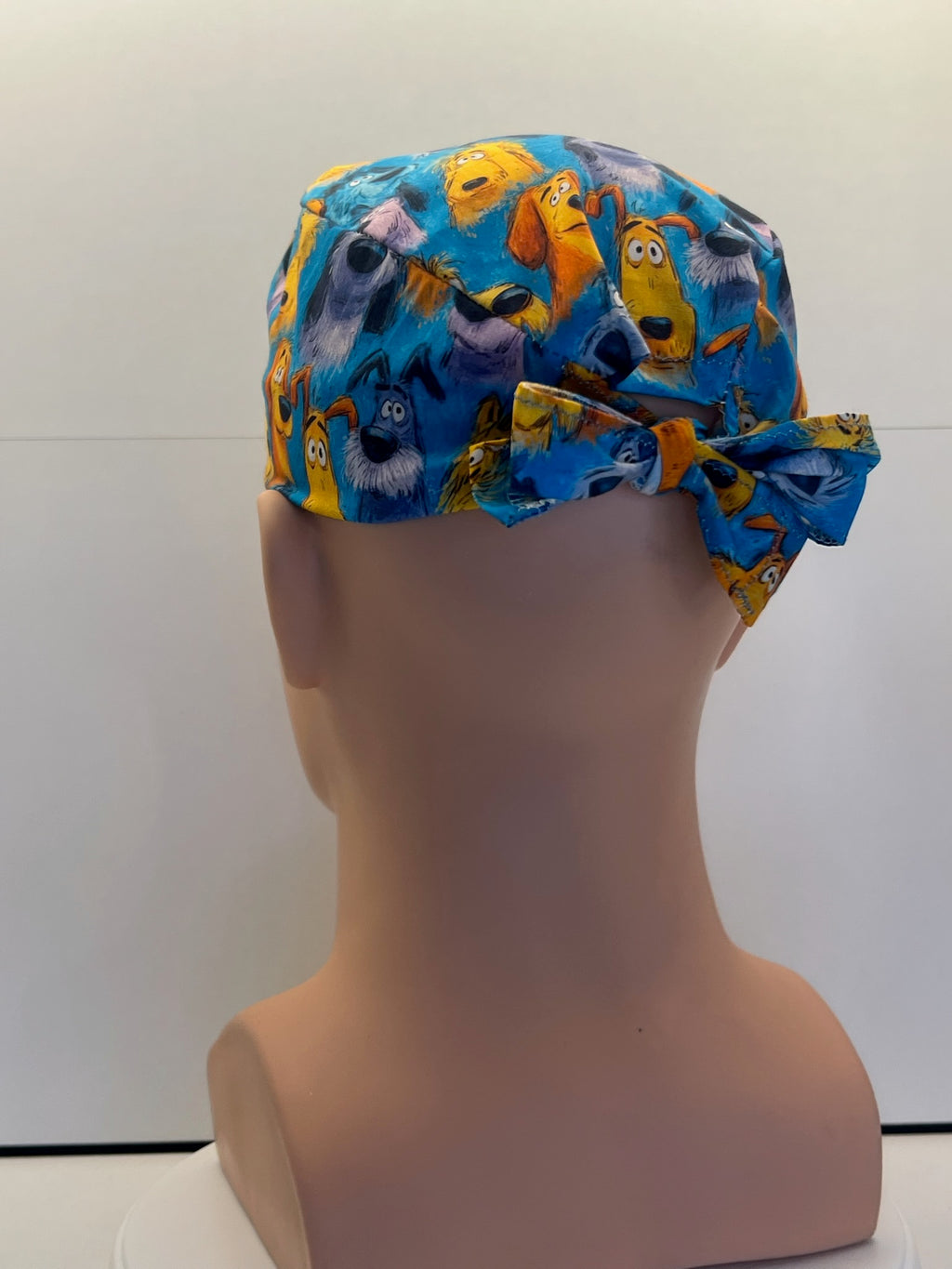 Scruffy Dogs Cotton Fabric tie-back theatre scrub cap / hat