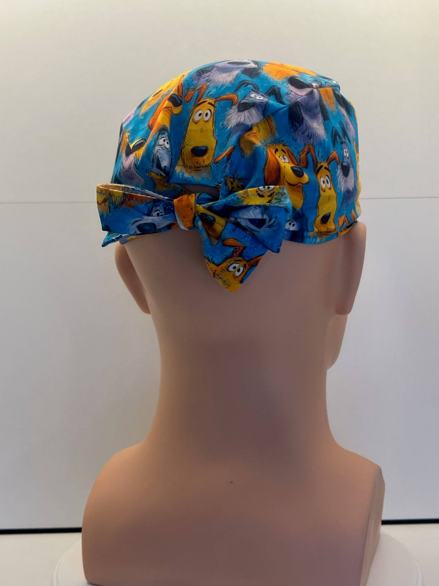 Scruffy Dogs Cotton Fabric tie-back theatre scrub cap / hat
