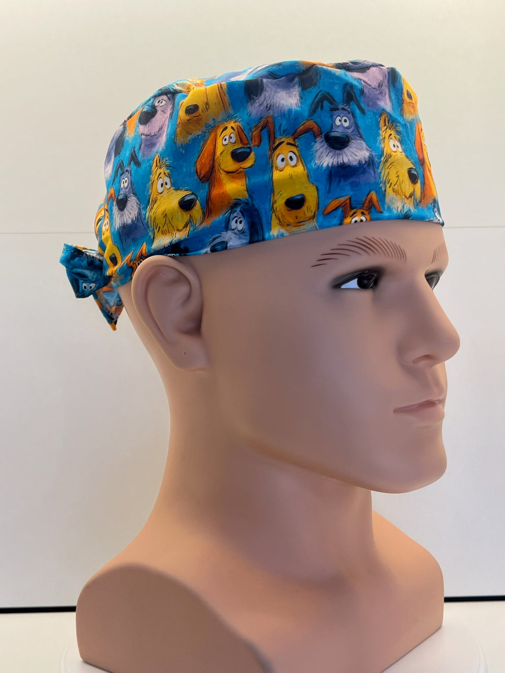 Scruffy Dogs Cotton Fabric tie-back theatre scrub cap / hat