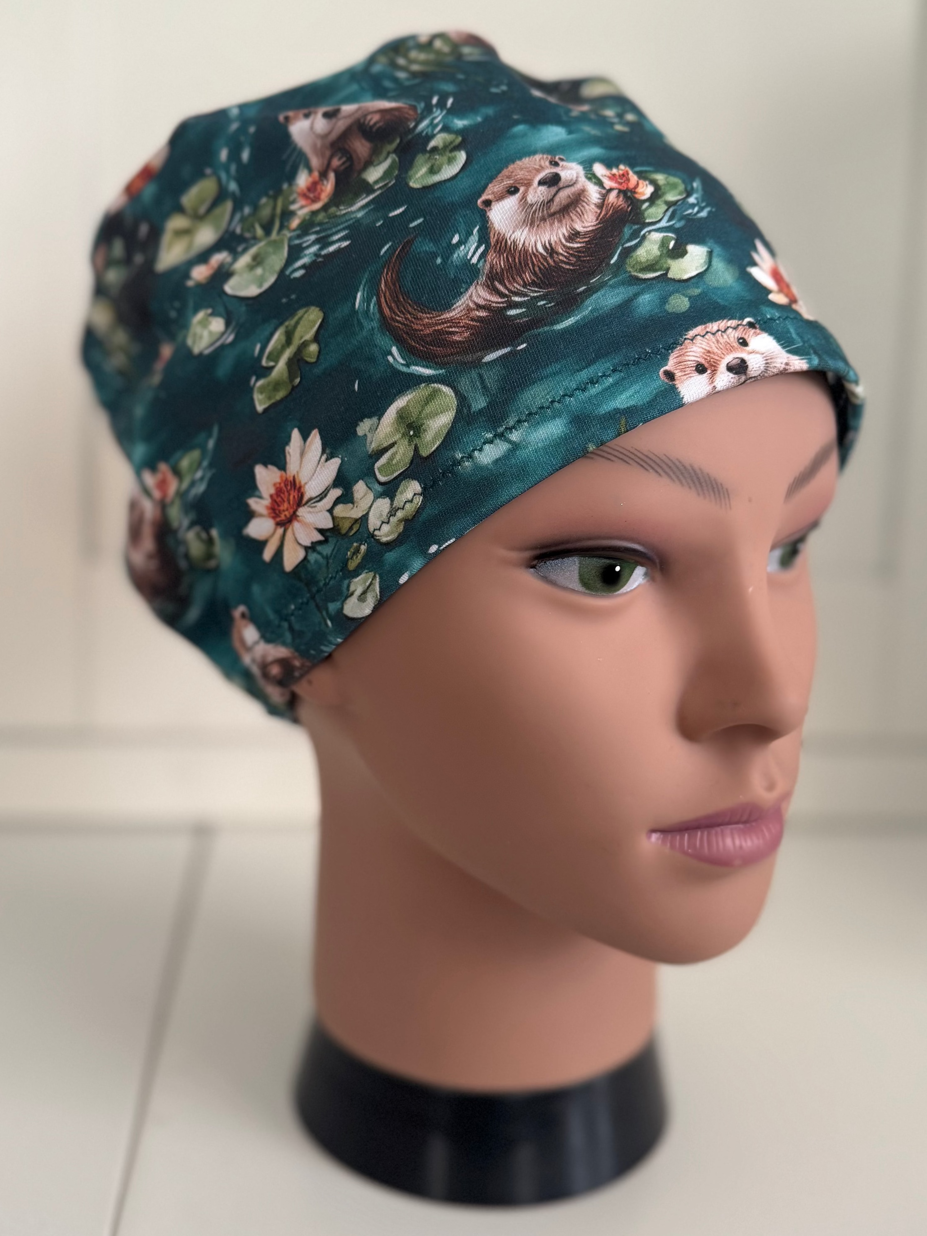 Peaceful Otters Premium Cotton Jersey super soft theatre scrub hat/cap