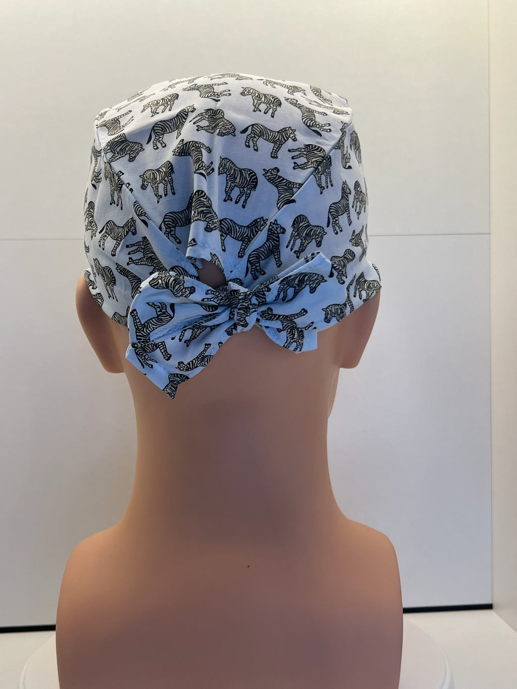 Blue Zebras Cotton 100% Cotton Tie-Back Surgical/Theatre Scrub Hat/Cap. UK Handmade