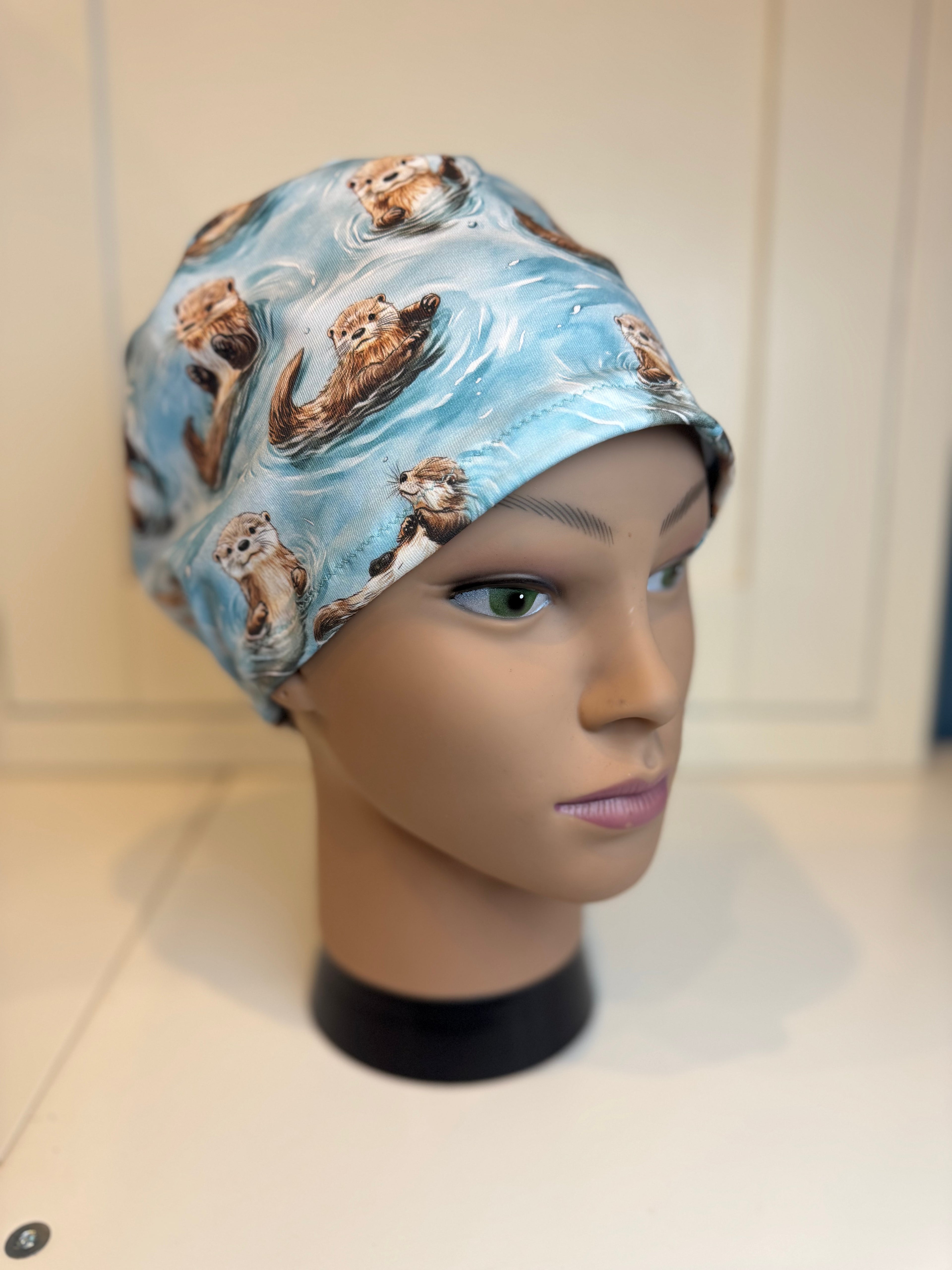 Playful Otters Premium Cotton Jersey super soft theatre scrub hat/cap