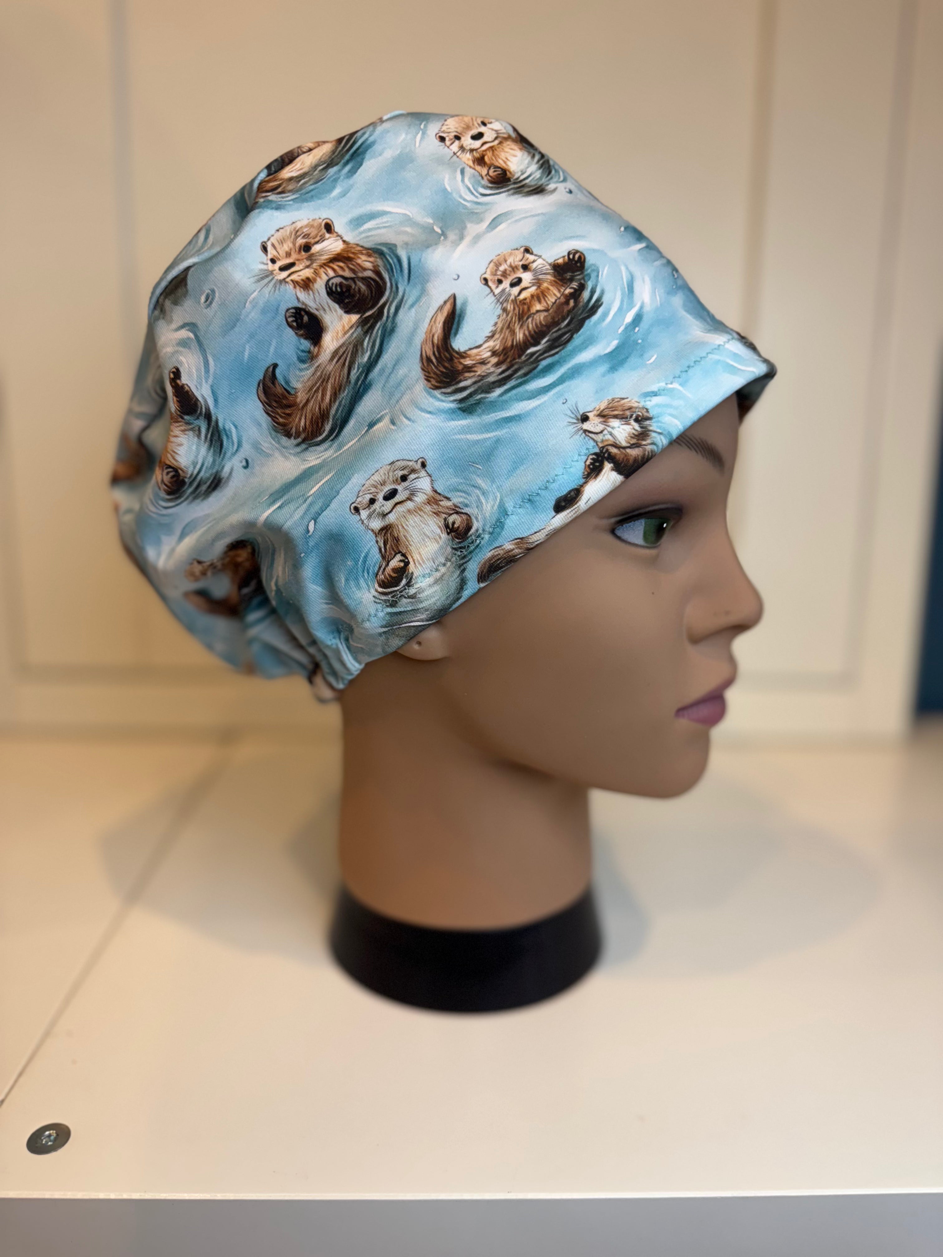 Playful Otters Premium Cotton Jersey super soft theatre scrub hat/cap