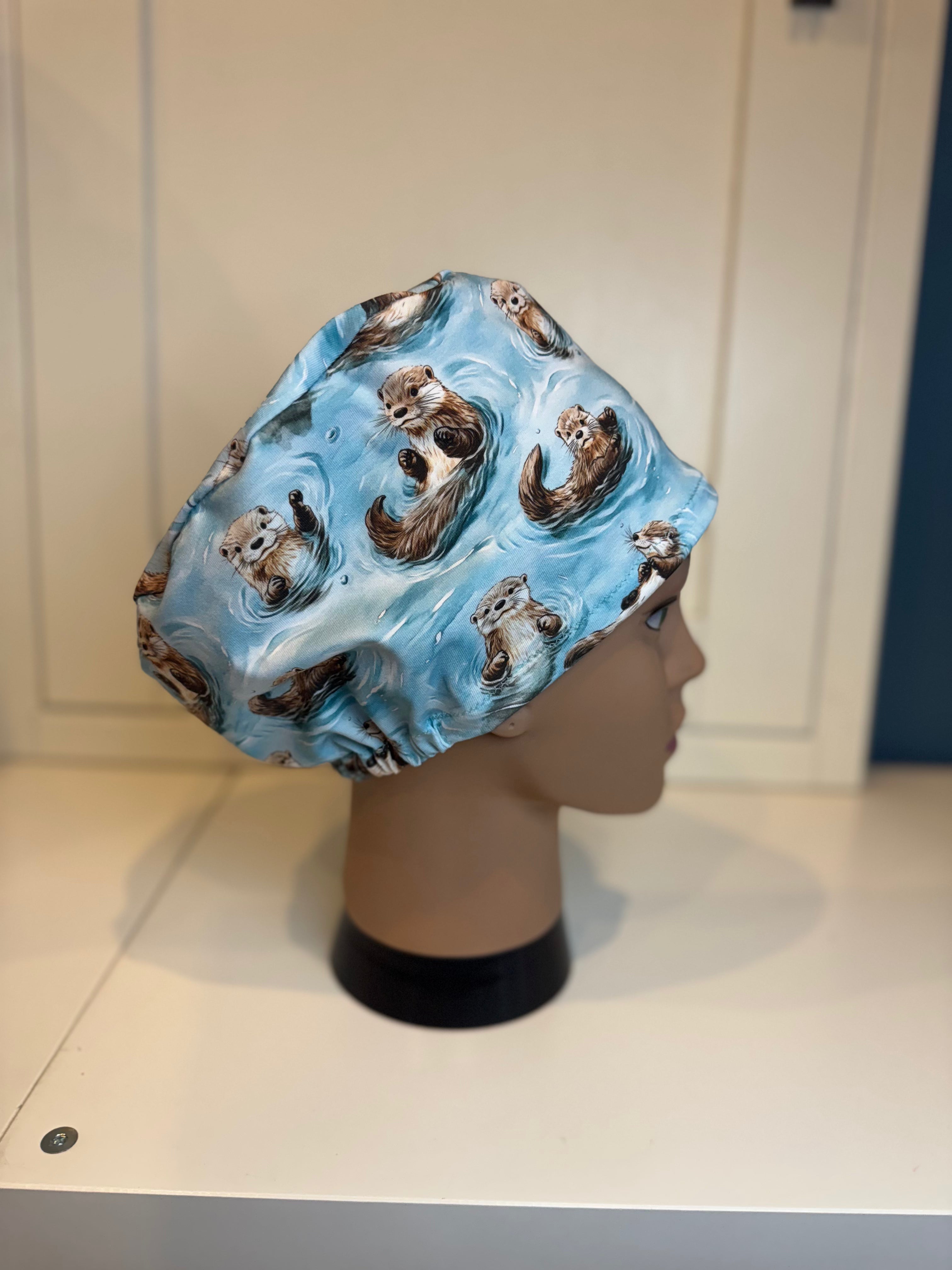 Playful Otters Premium Cotton Jersey super soft theatre scrub hat/cap