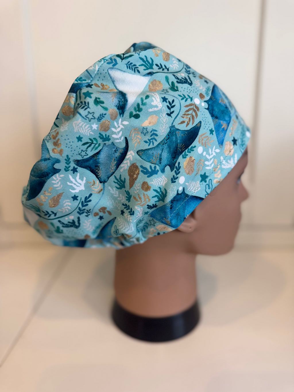 Mantaray Meadows Premium Cotton Jersey Theatre Scrub Hat/Cap.  UK Handmade.