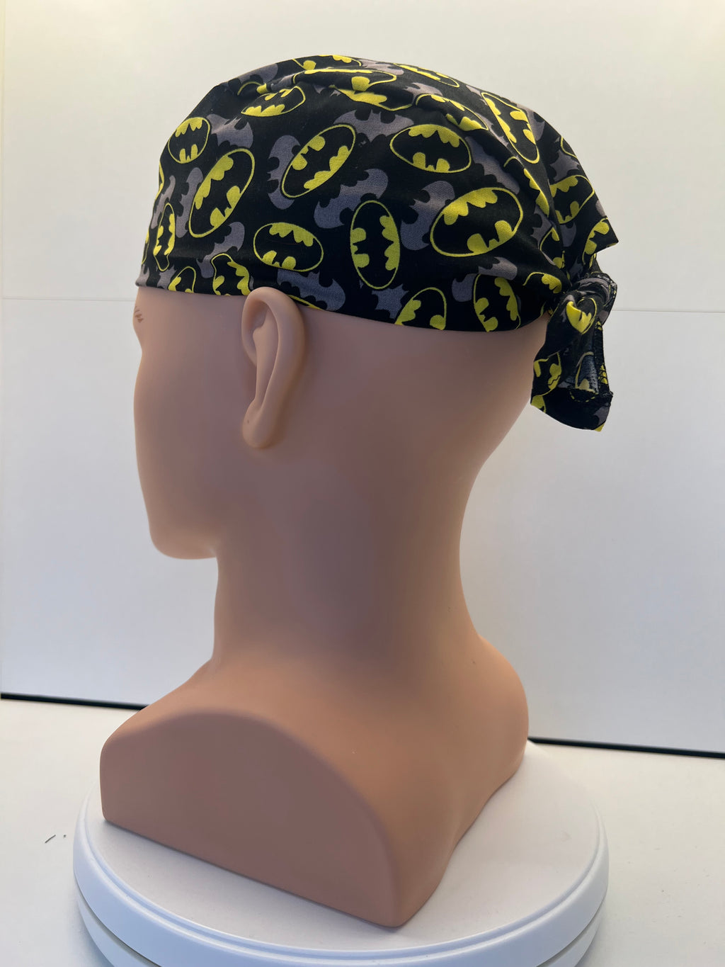 Batman Superhero Design 100% Cotton Tie-Back Surgical/Theatre Scrub Hat/Cap. UK Handmade