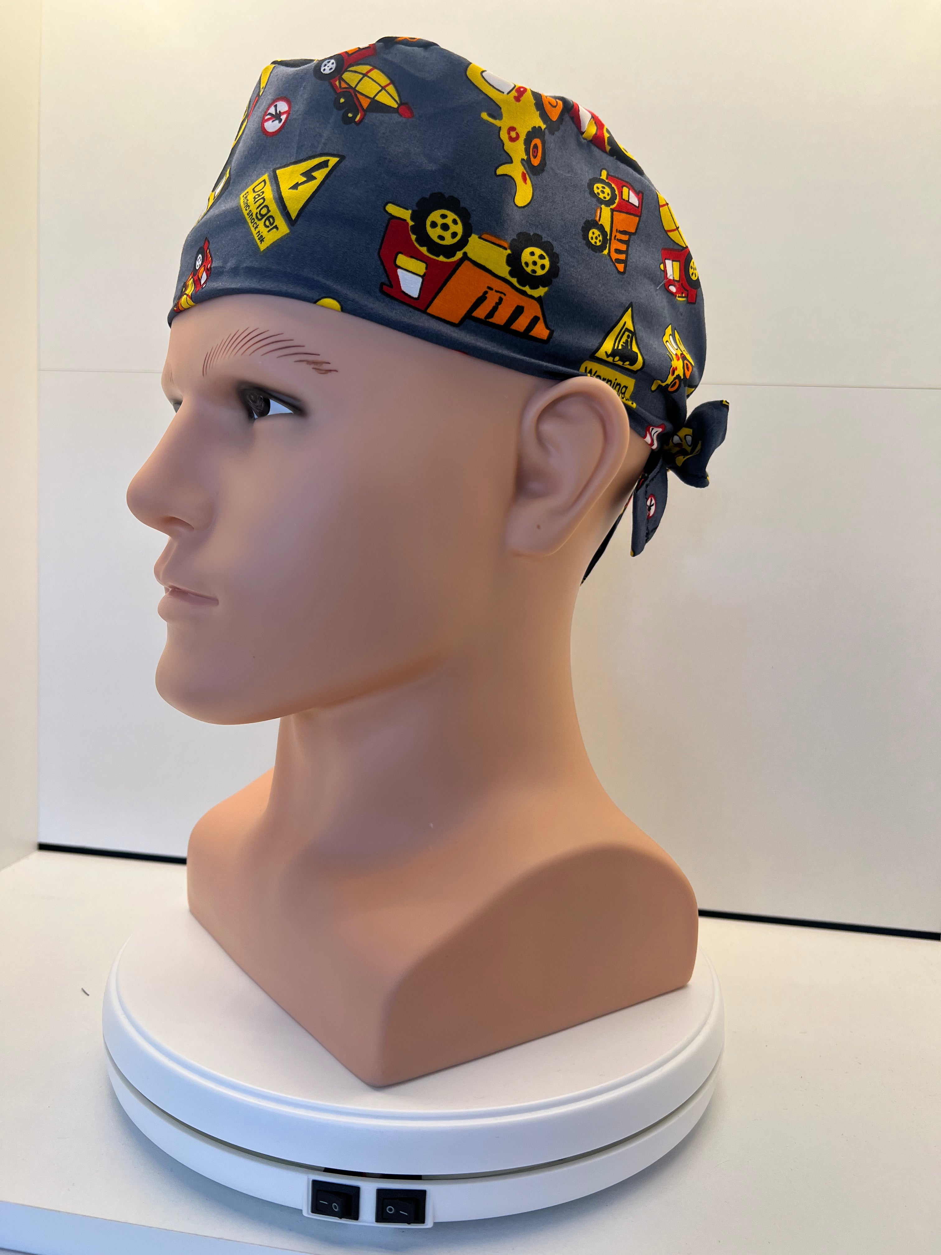 Construction Crew Cotton Fabric Tie-Back Theatre Scrub Cap / Hat