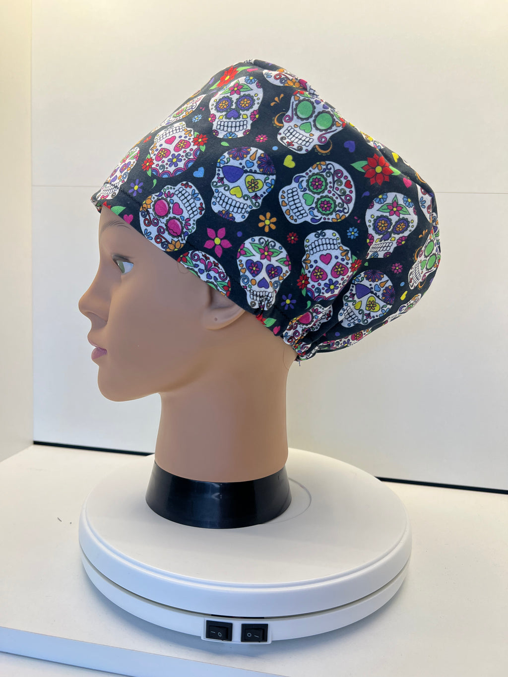 Sugar Skulls Cotton Fabric Theatre Scrub Cap / Hat.  UK Handmade.