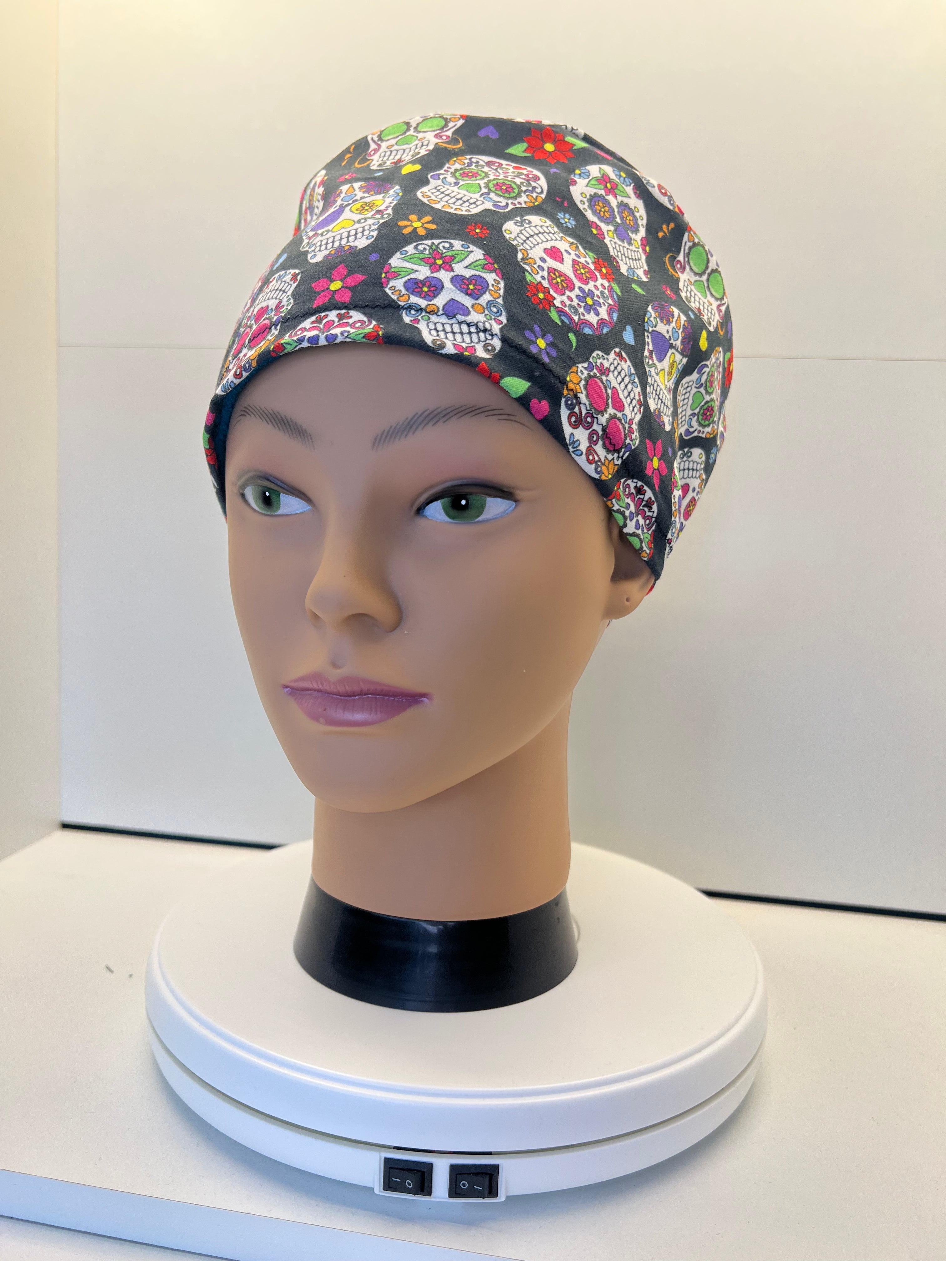 Sugar Skulls Cotton Fabric Theatre Scrub Cap / Hat.  UK Handmade.