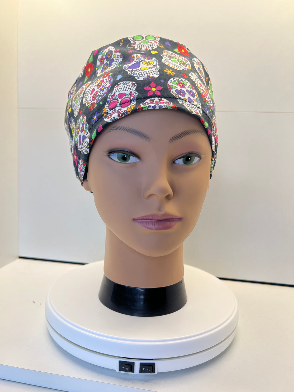 Sugar Skulls Cotton Fabric Theatre Scrub Cap / Hat.  UK Handmade.