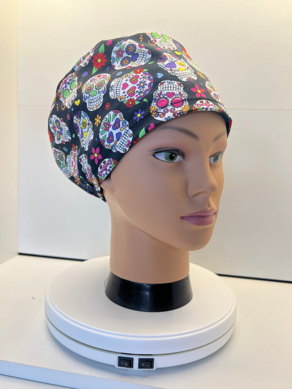 Sugar Skulls Cotton Fabric Theatre Scrub Cap / Hat.  UK Handmade.