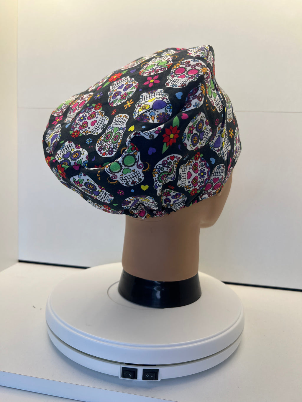 Sugar Skulls Cotton Fabric Theatre Scrub Cap / Hat.  UK Handmade.