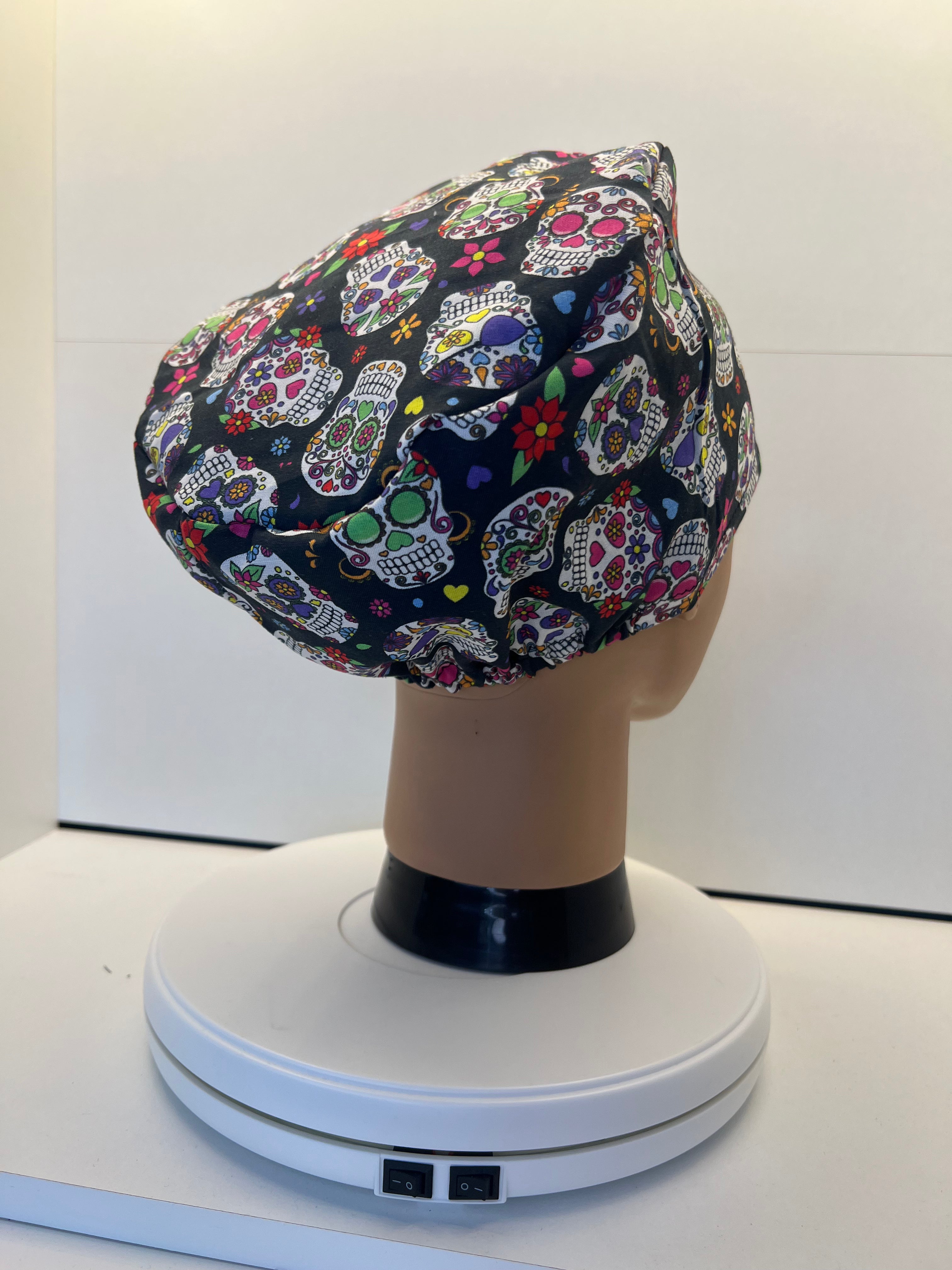 Sugar Skulls Cotton Fabric Theatre Scrub Cap / Hat.  UK Handmade.