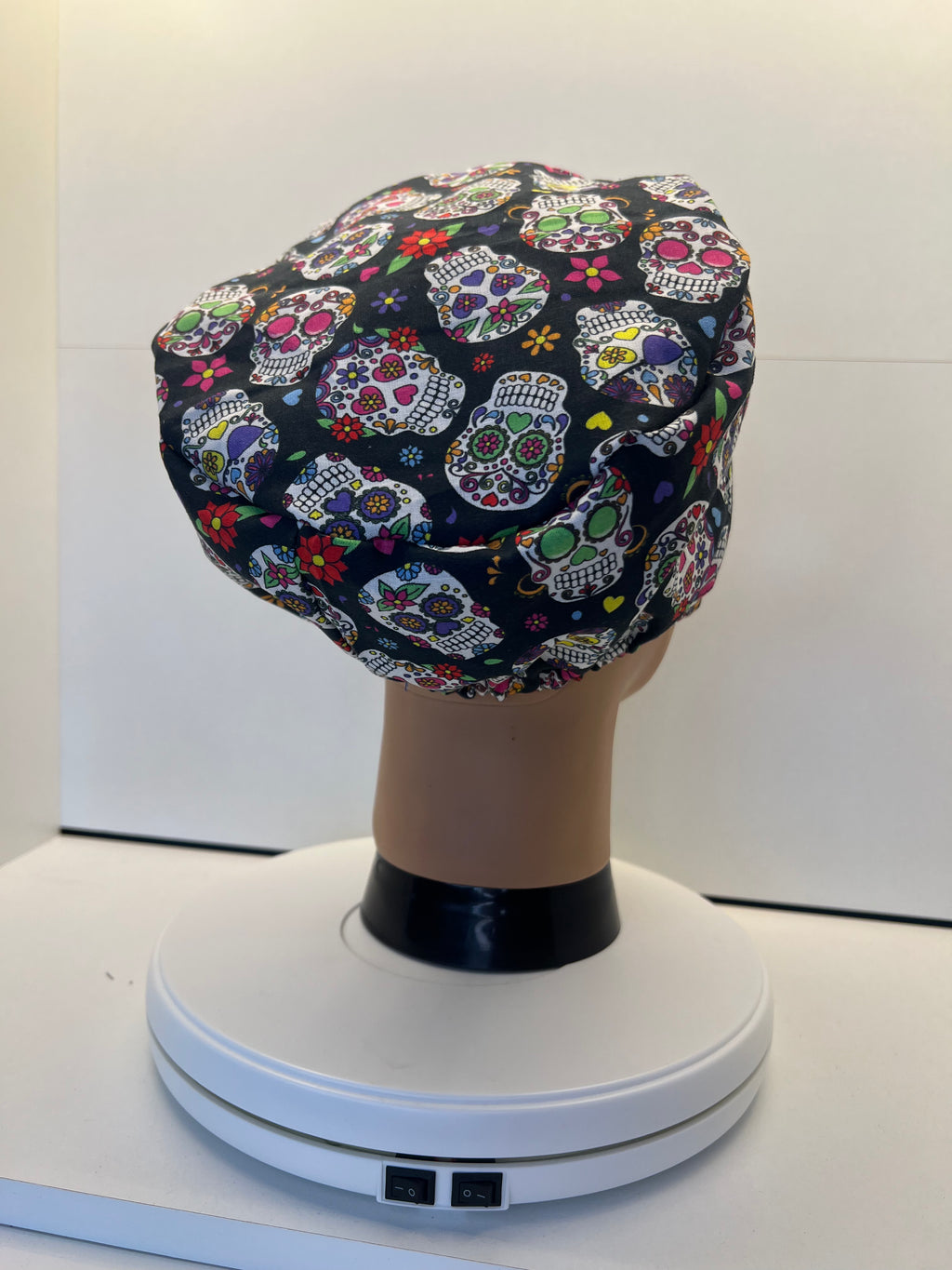 Sugar Skulls Cotton Fabric Theatre Scrub Cap / Hat.  UK Handmade.