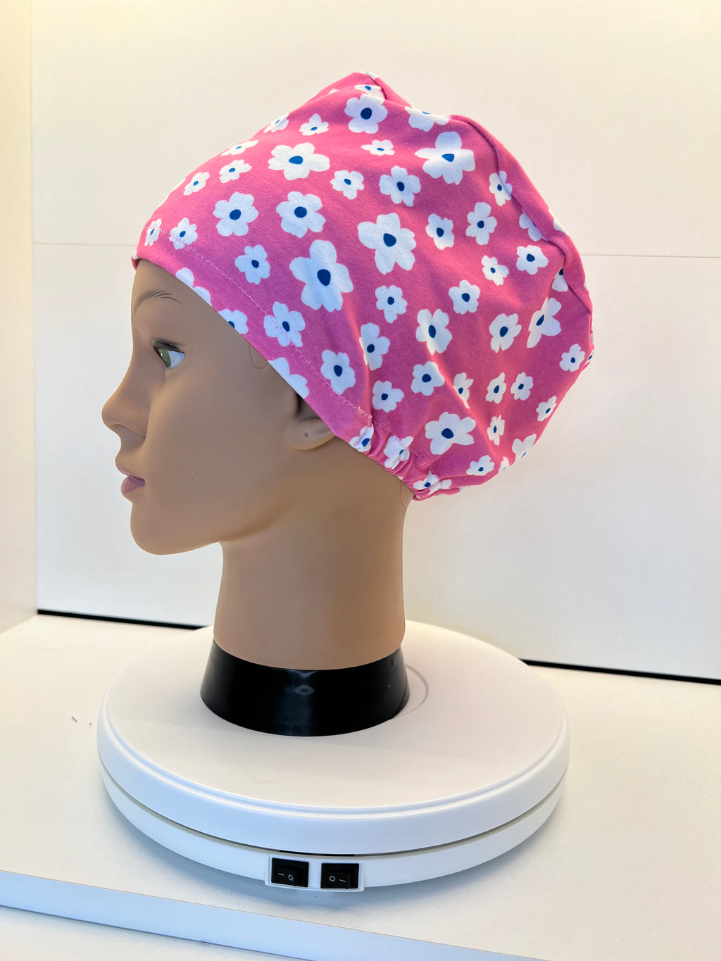 Pink Petals Print Jersey Theatre Hat.  Standard & Large Size.