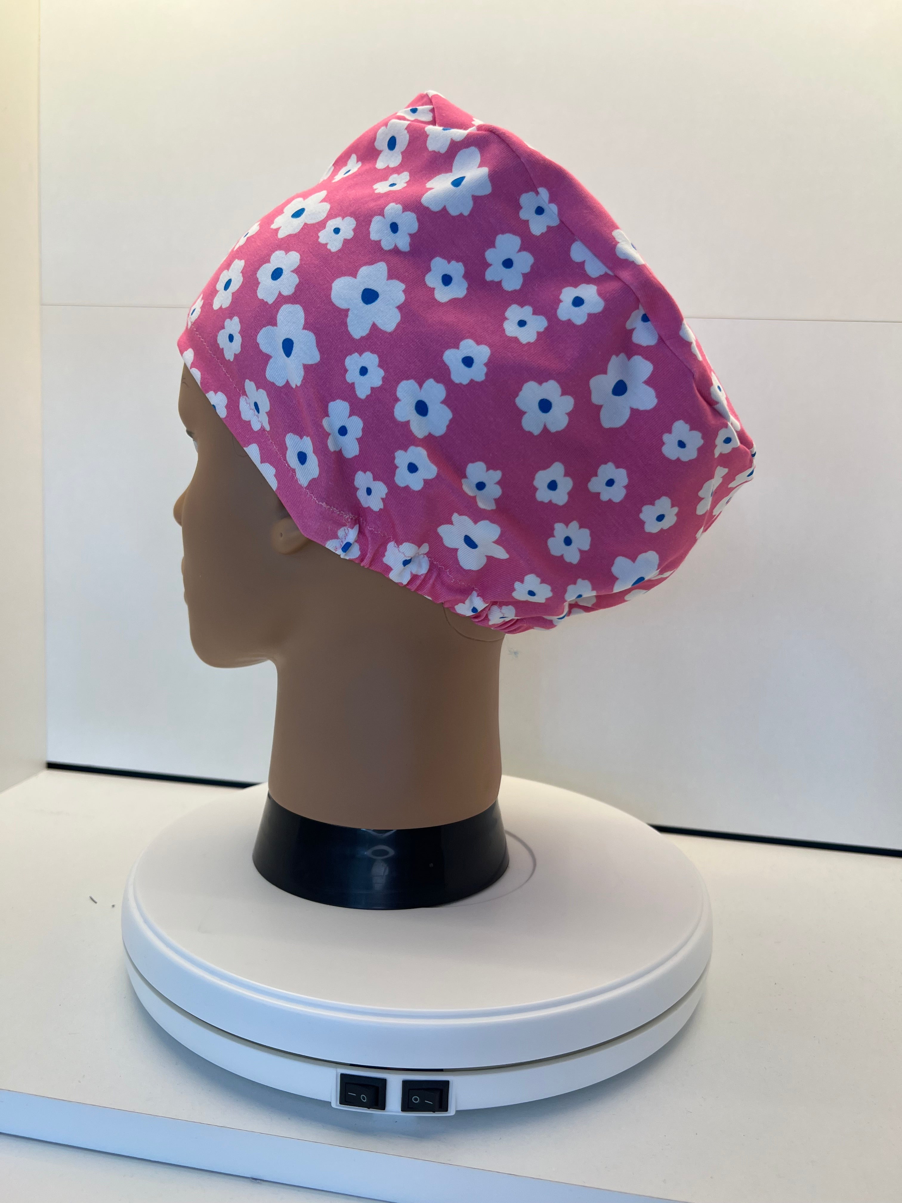 Pink Petals Print Jersey Theatre Hat.  Standard & Large Size.