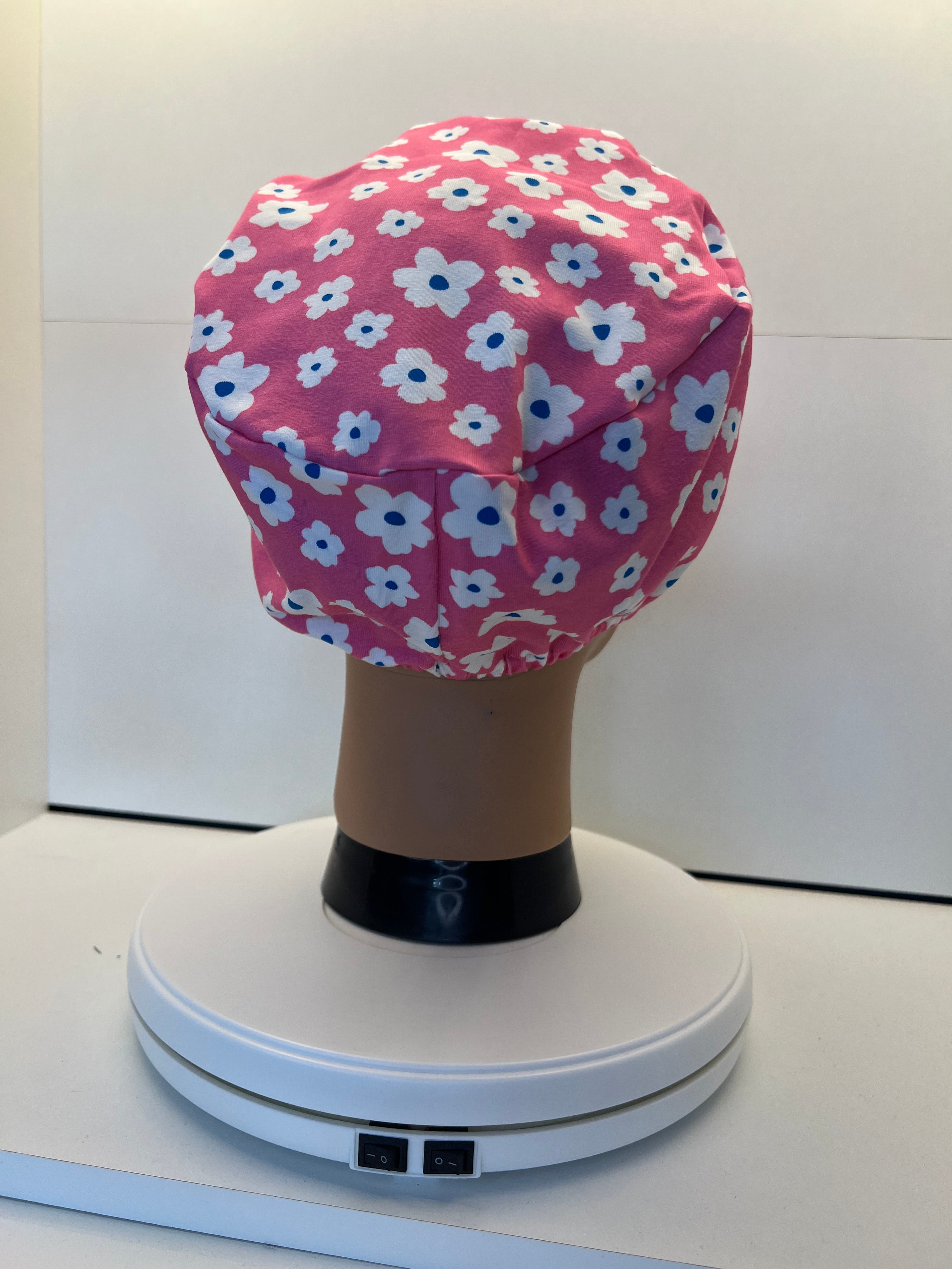Pink Petals Print Jersey Theatre Hat.  Standard & Large Size.