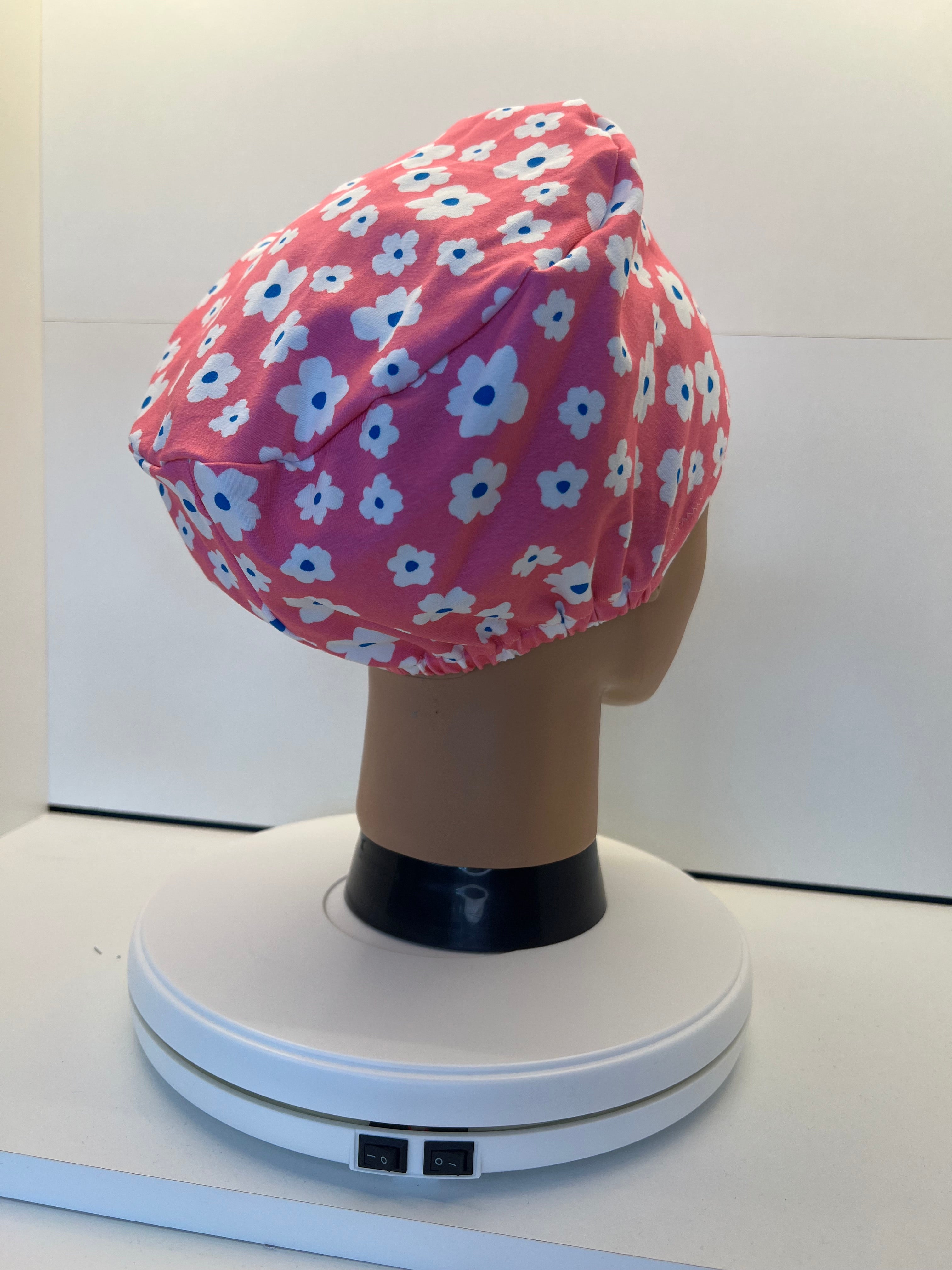 Pink Petals Print Jersey Theatre Hat.  Standard & Large Size.