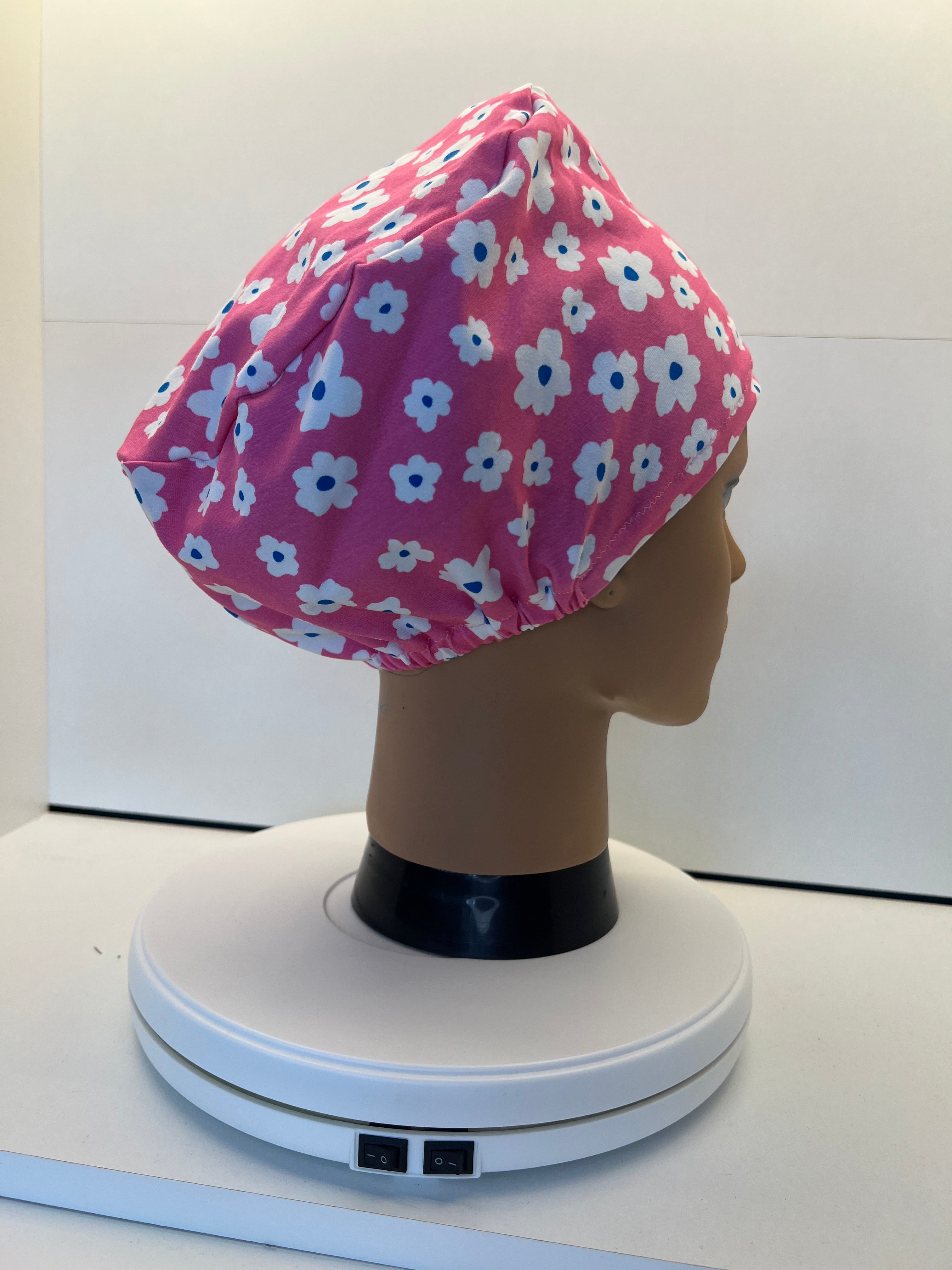 Pink Petals Print Jersey Theatre Hat.  Standard & Large Size.