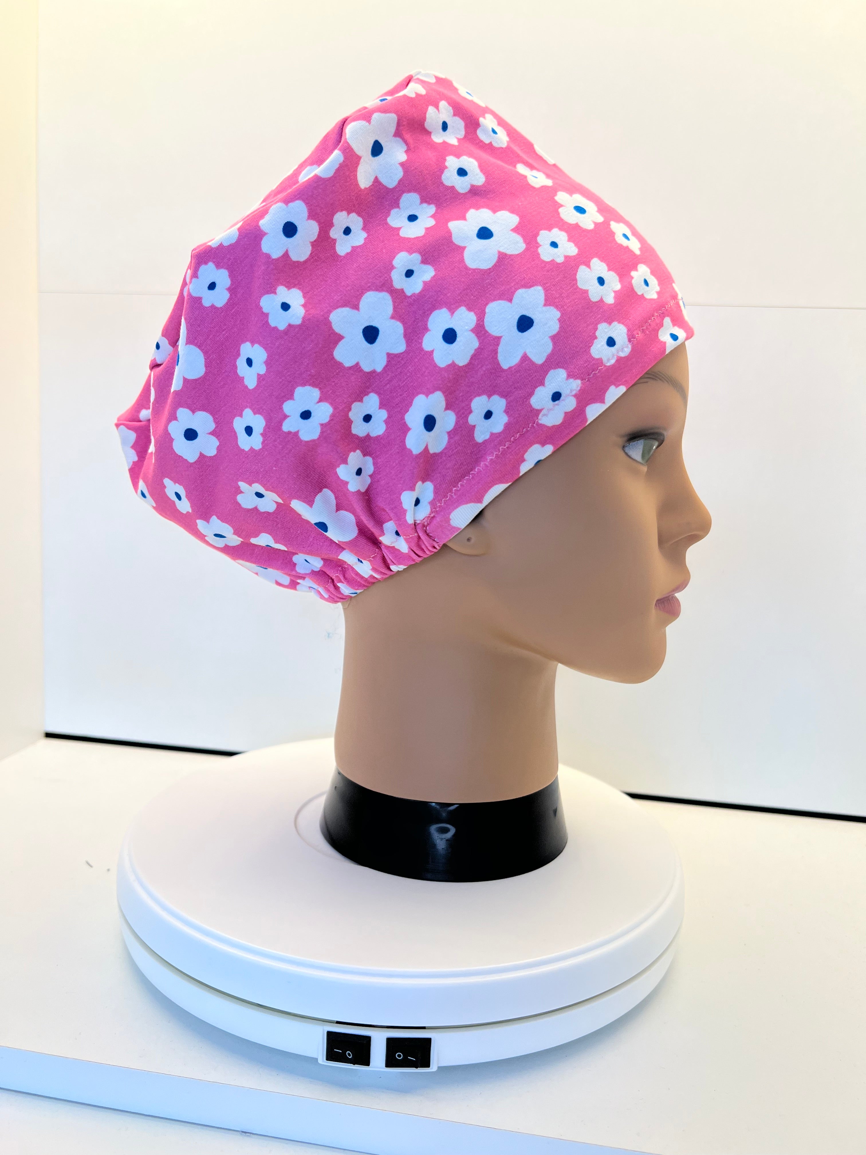 Pink Petals Print Jersey Theatre Hat.  Standard & Large Size.