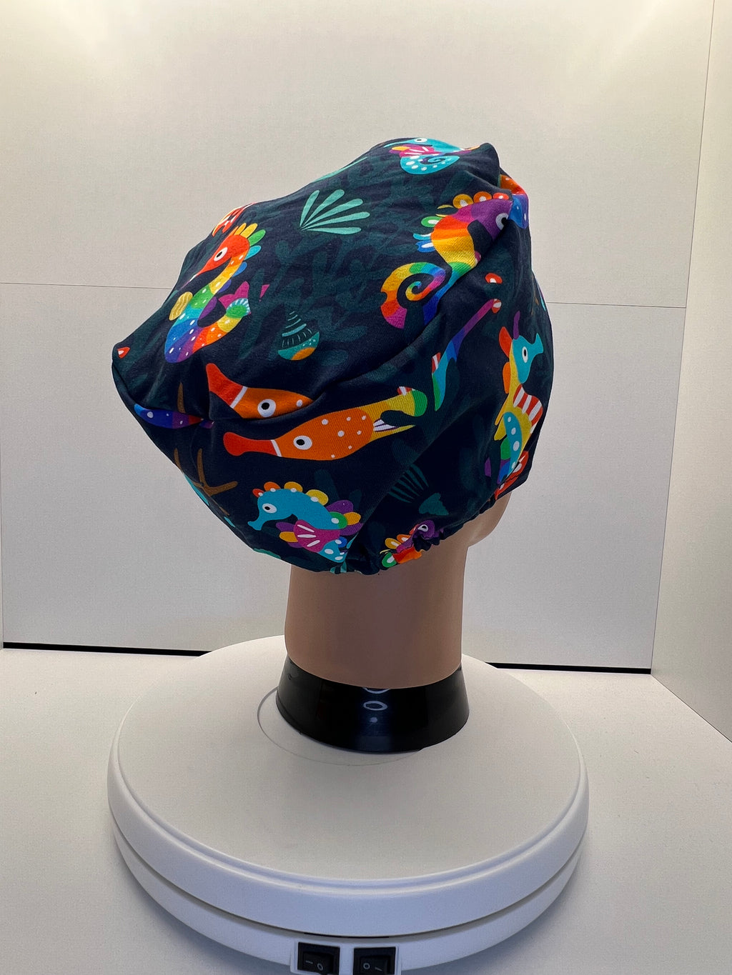 Seahorse Shores Stretch Jersey Theatre Hat.  Standard & Large Size