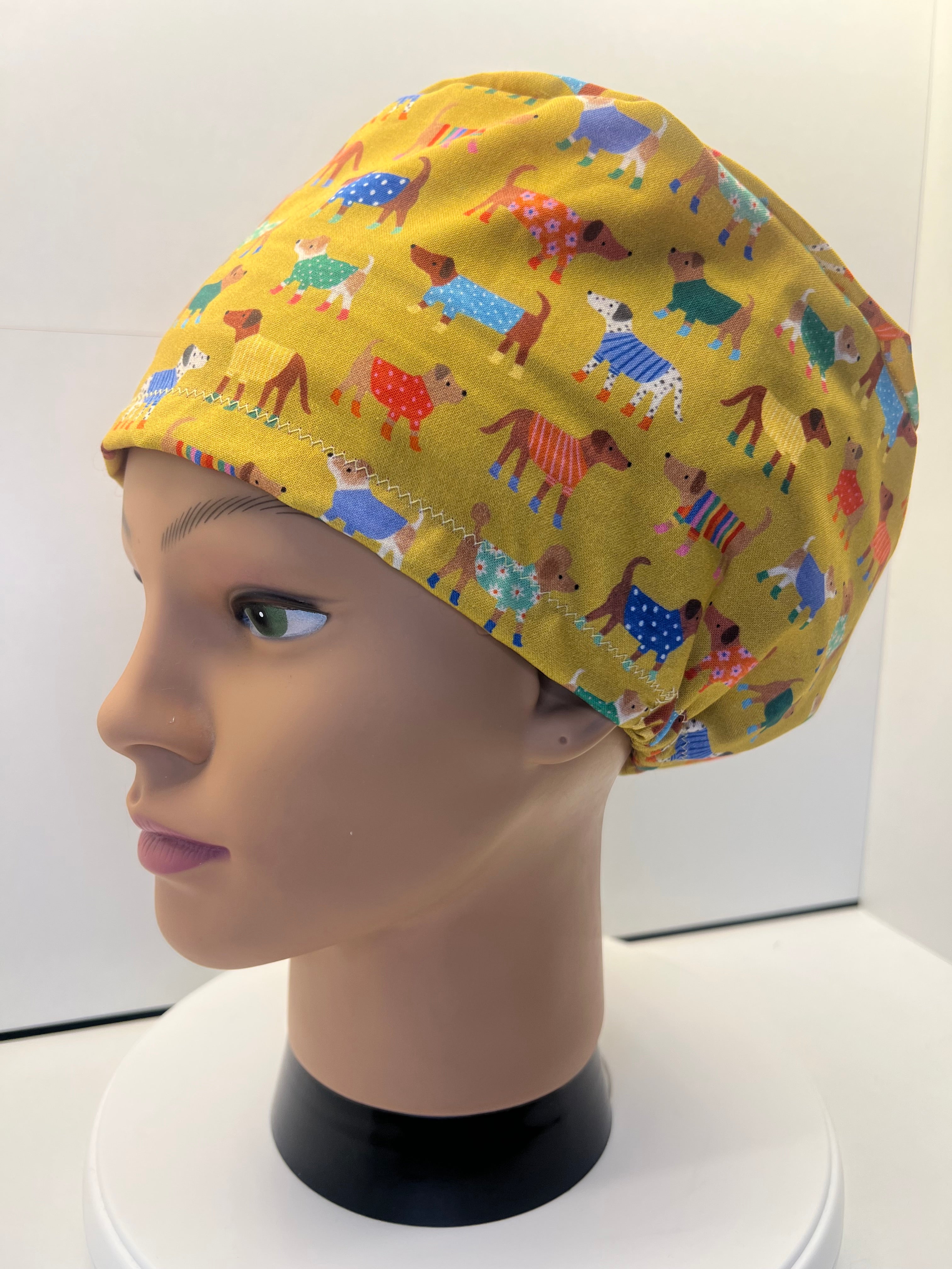 Winter Walkies 100% Cotton Theatre Scrub cap / hat.  UK Handmade