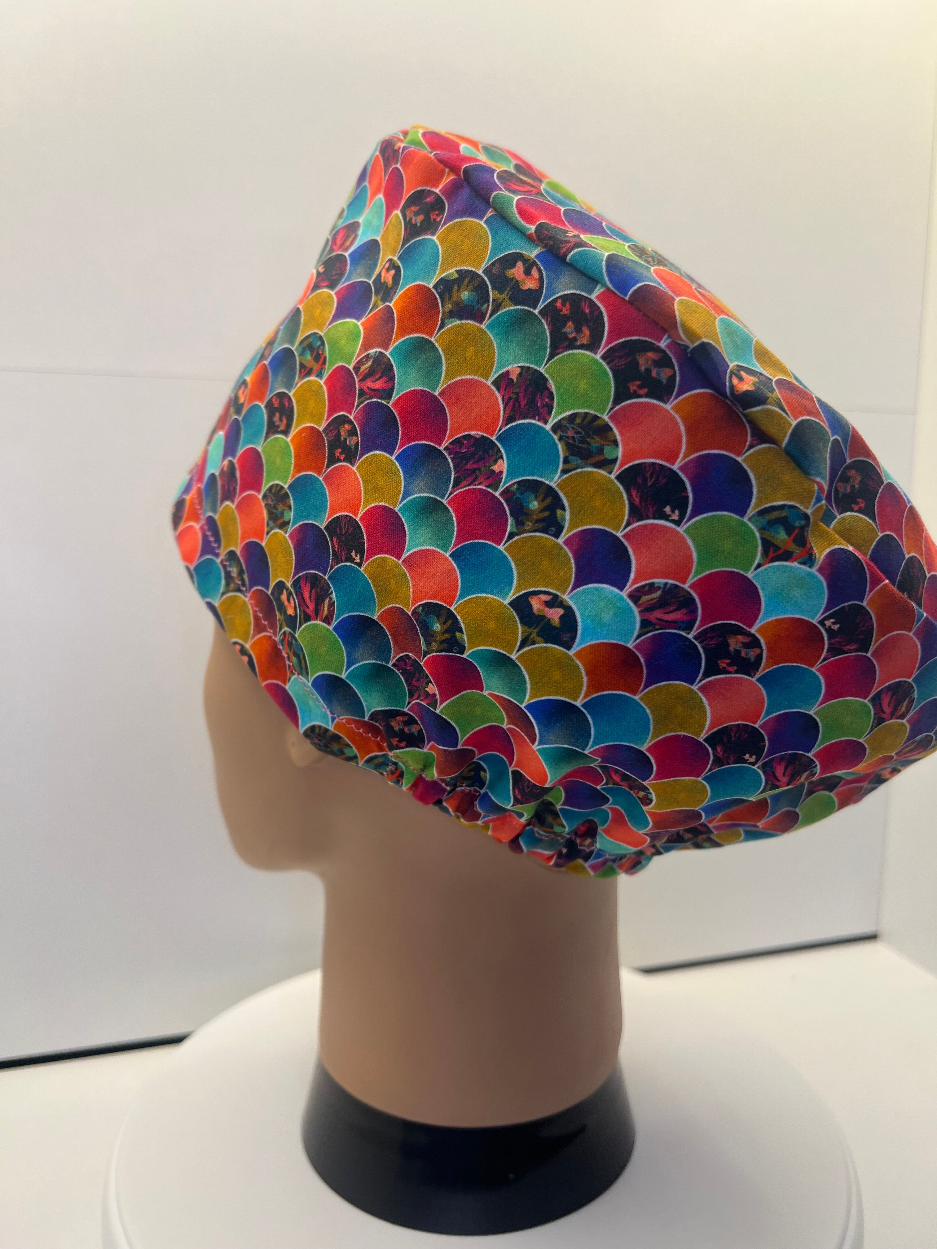 Mermaid Mosaic 100% Cotton Scrub Cap/Theatre Hat - UK Handmade