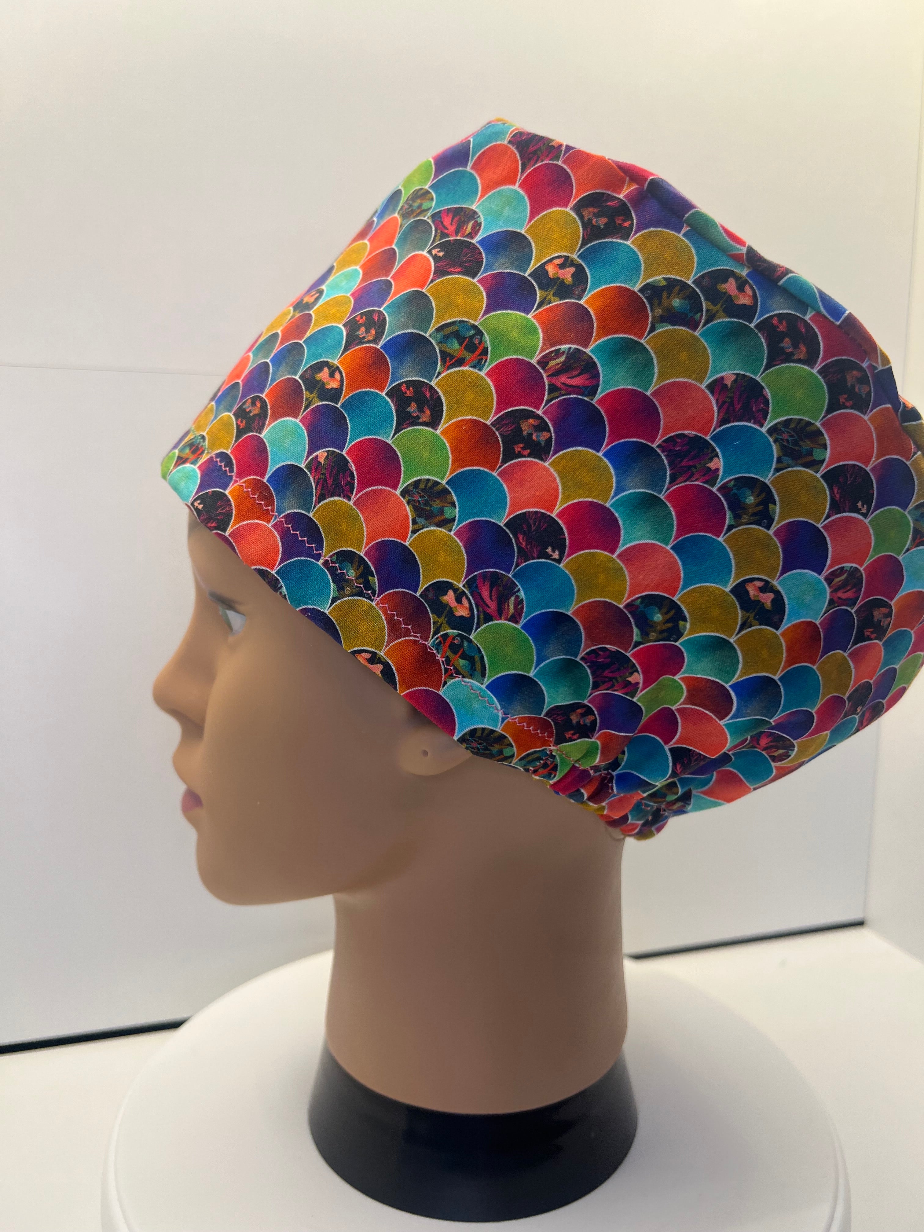 Mermaid Mosaic 100% Cotton Scrub Cap/Theatre Hat - UK Handmade