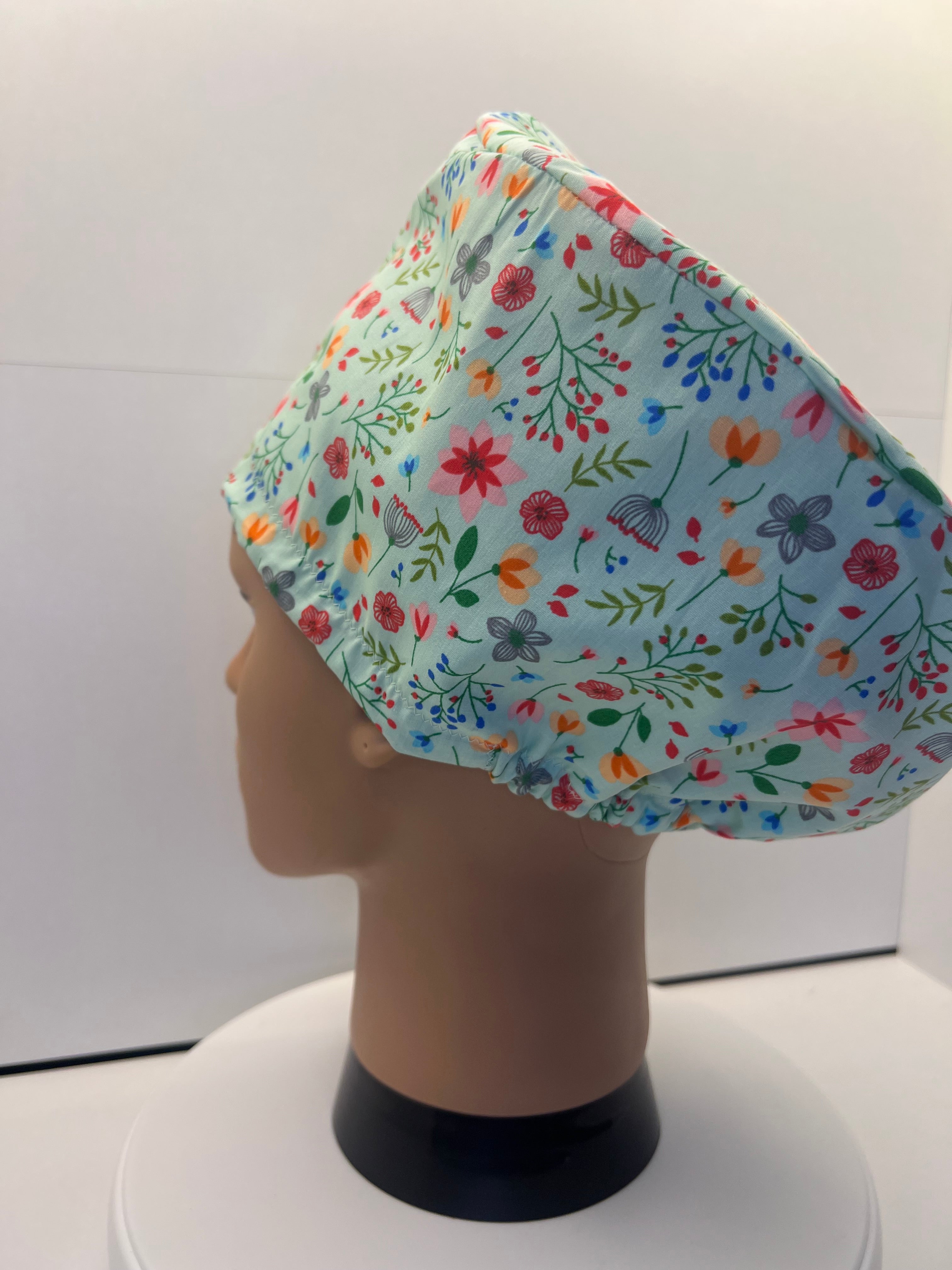 Mint Meadow 100% Cotton Scrub Cap/Theatre Hat - UK Handmade