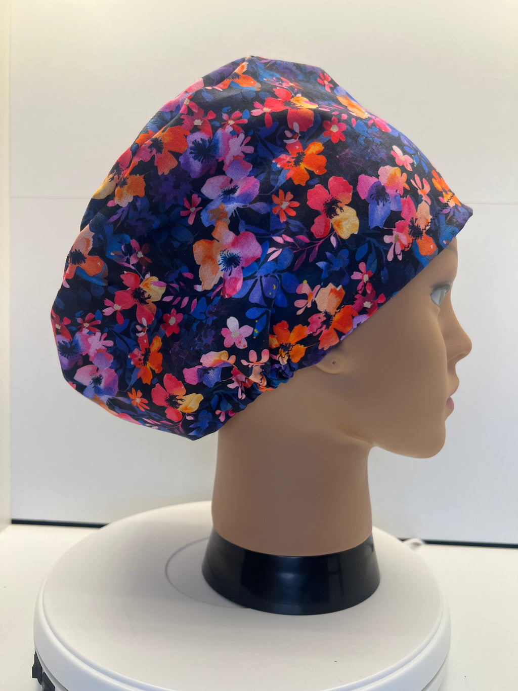 Painted Petals Theatre Scrub Hat/Cap - 100% cotton, Optional Satin lining