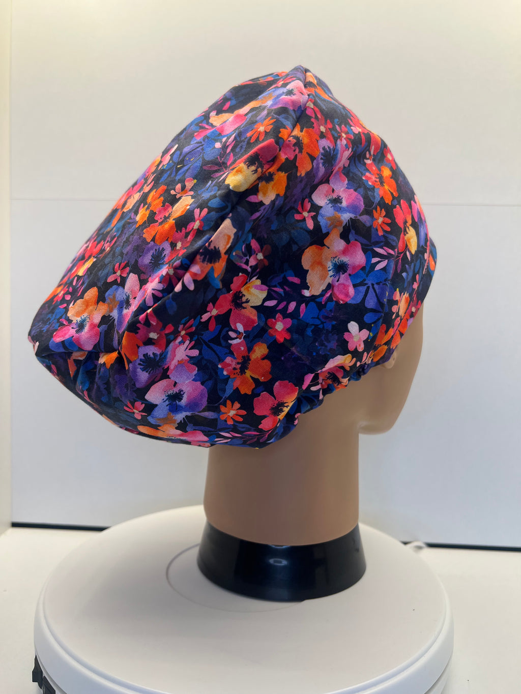 Painted Petals Theatre Scrub Hat/Cap - 100% cotton, Optional Satin lining