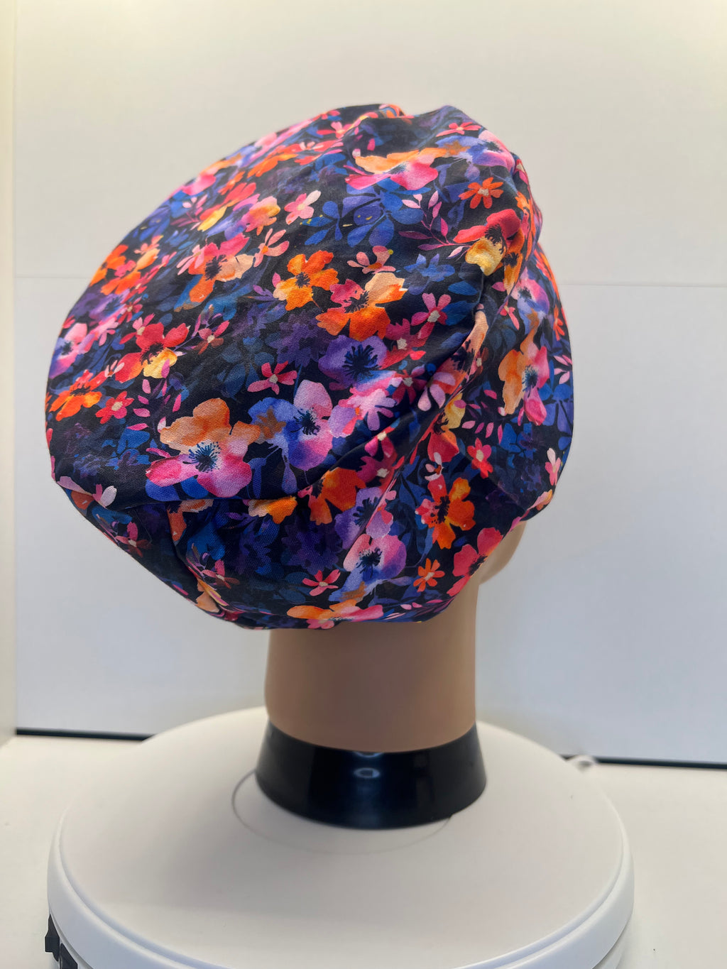 Painted Petals Theatre Scrub Hat/Cap - 100% cotton, Optional Satin lining