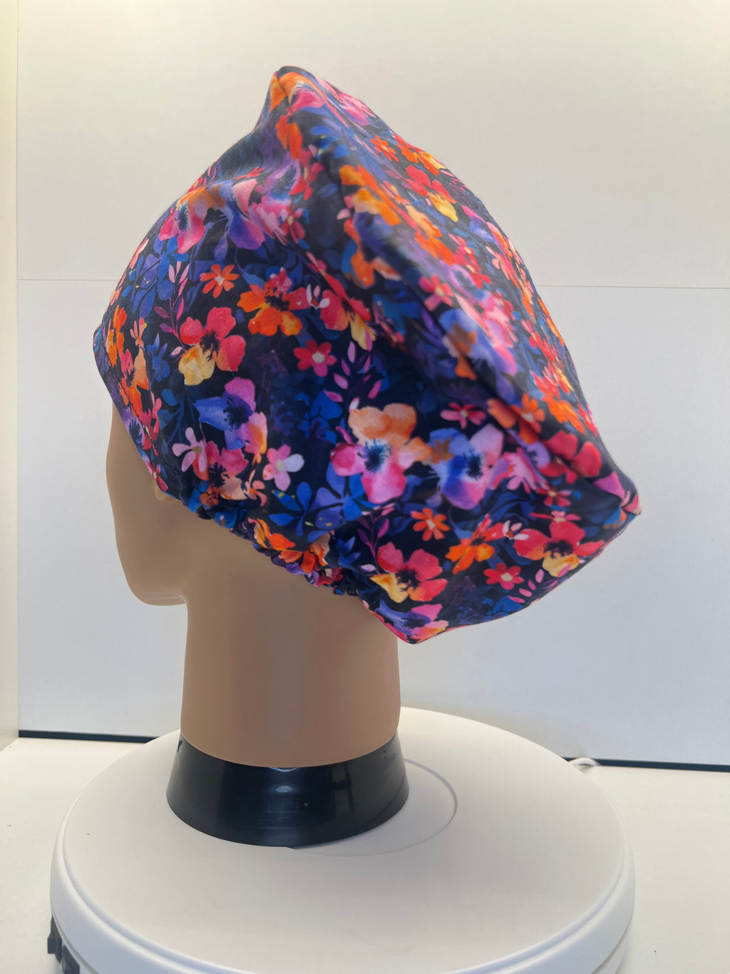 Painted Petals Theatre Scrub Hat/Cap - 100% cotton, Optional Satin lining