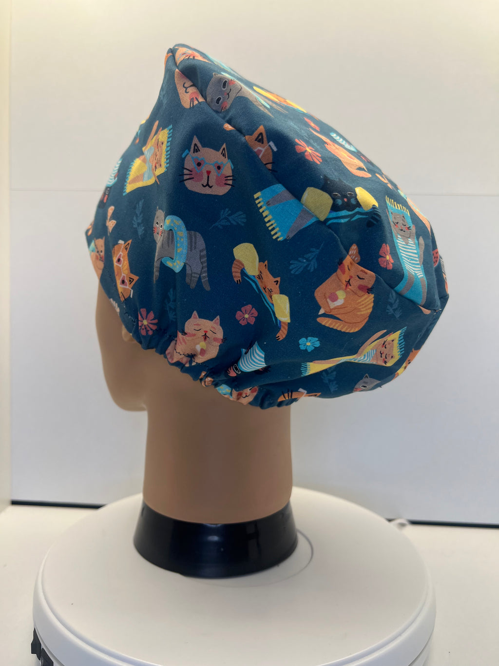 Poolside Paws Cats Cotton Theatre Scrub Hat/Cap.  UK Handmade