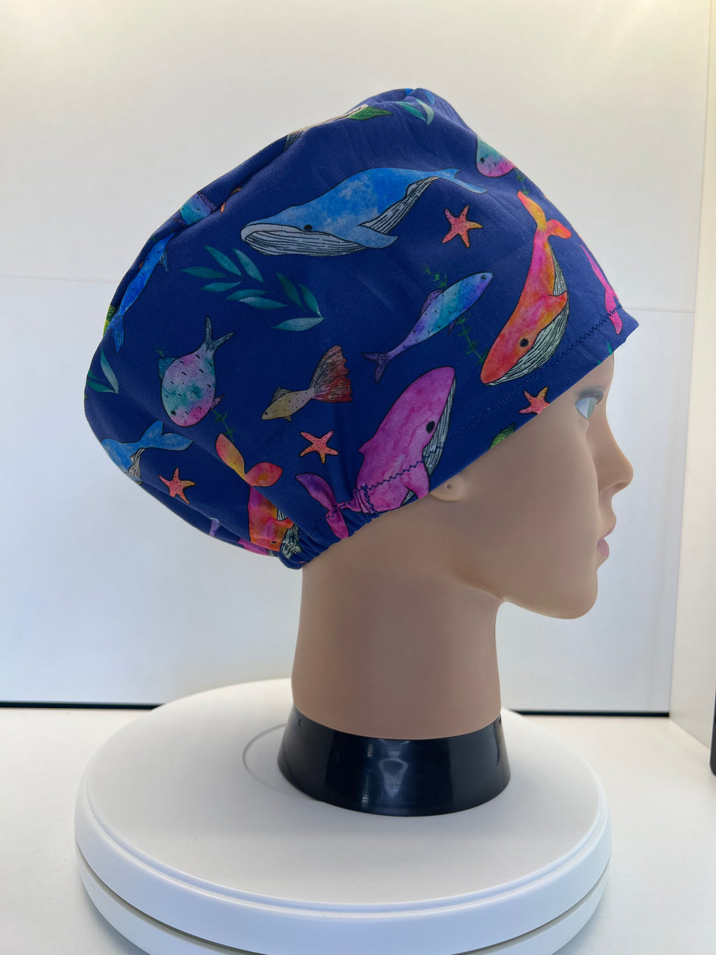Whale Song 100% Cotton Scrub Cap/Theatre Hat - Optional Satin Lining